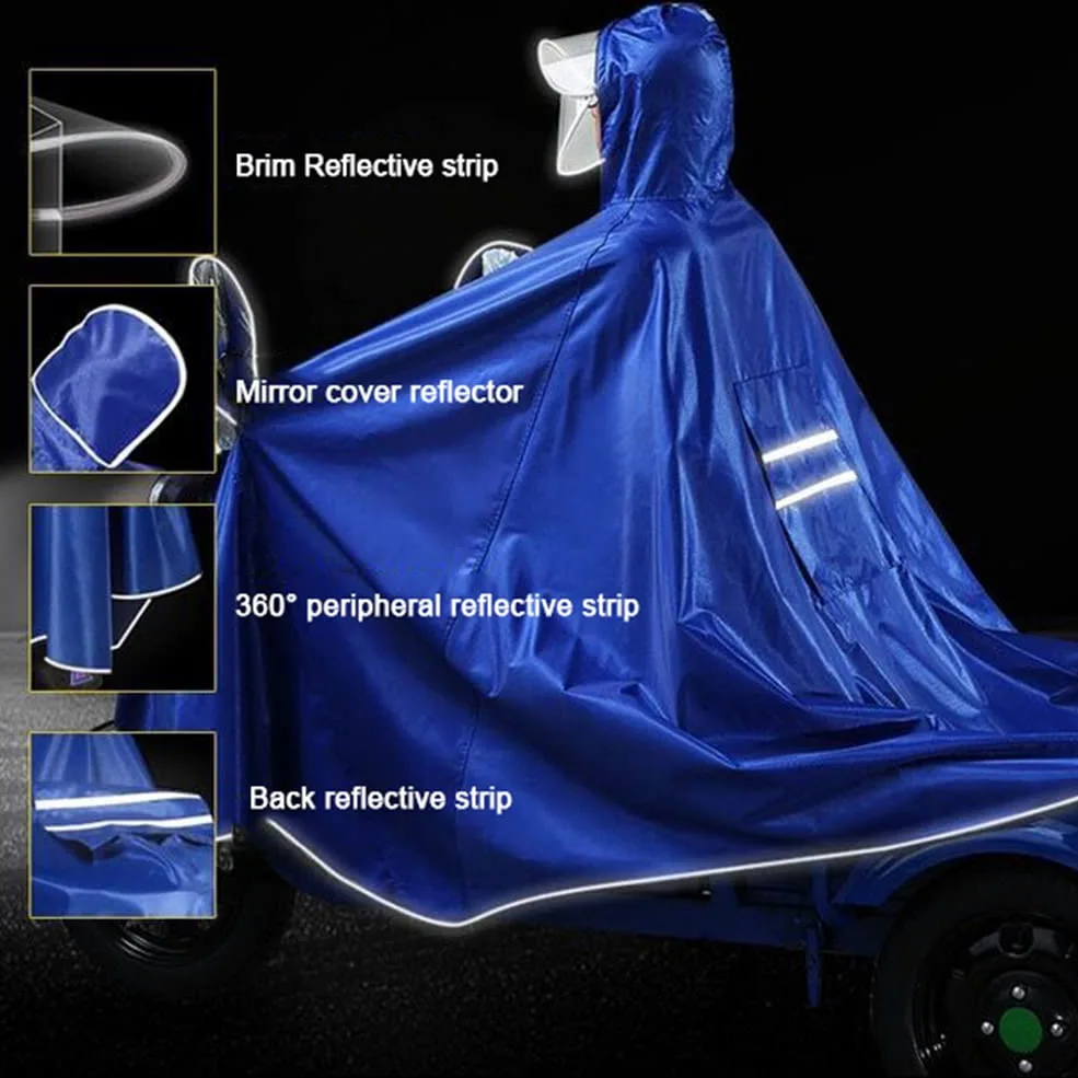 Poncho impermeable con capucha for lluvia, Poncho de lluvia for triciclo de motocicleta de gran tamaño, impermeable grueso, Poncho for triciclo de bicicleta eléctrica individual/doble ( Color : Navy b