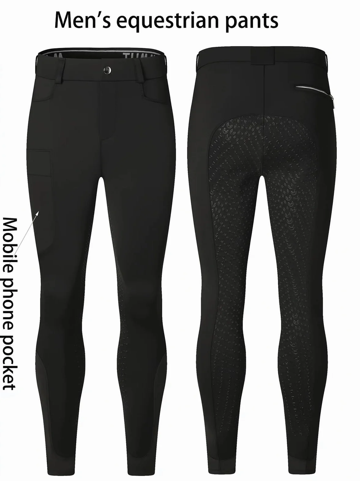 Pantalones Montar a Caballo Mujer Pantalones ecuestres Profesionales for Hombre, de Silicona, elásticos y Secado rápido(Black,S)