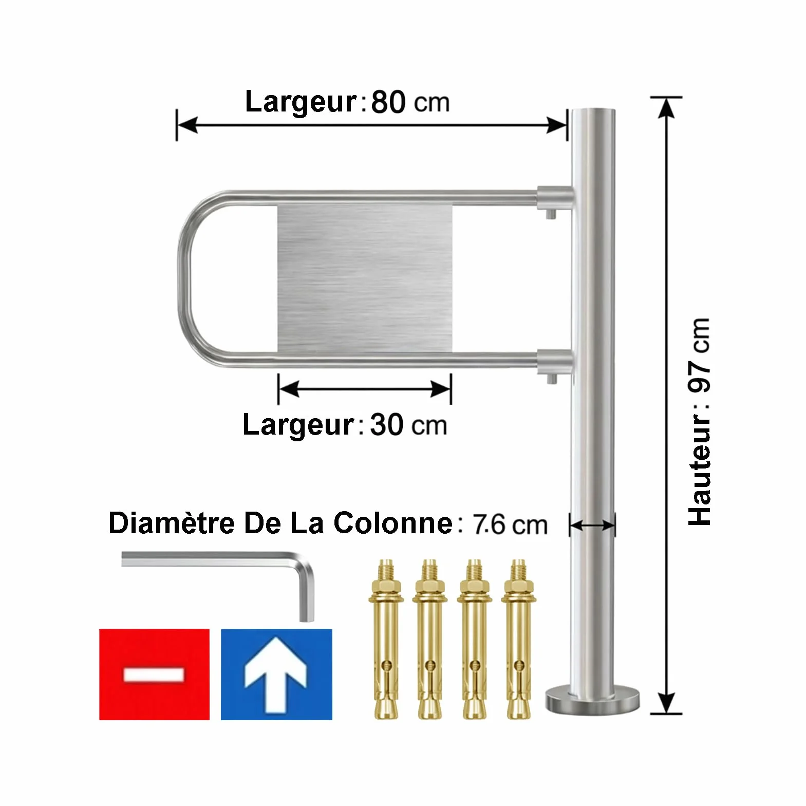 Puerta de Seguridad Acero Inoxidable Automática 80x97cm Plateado Derecha