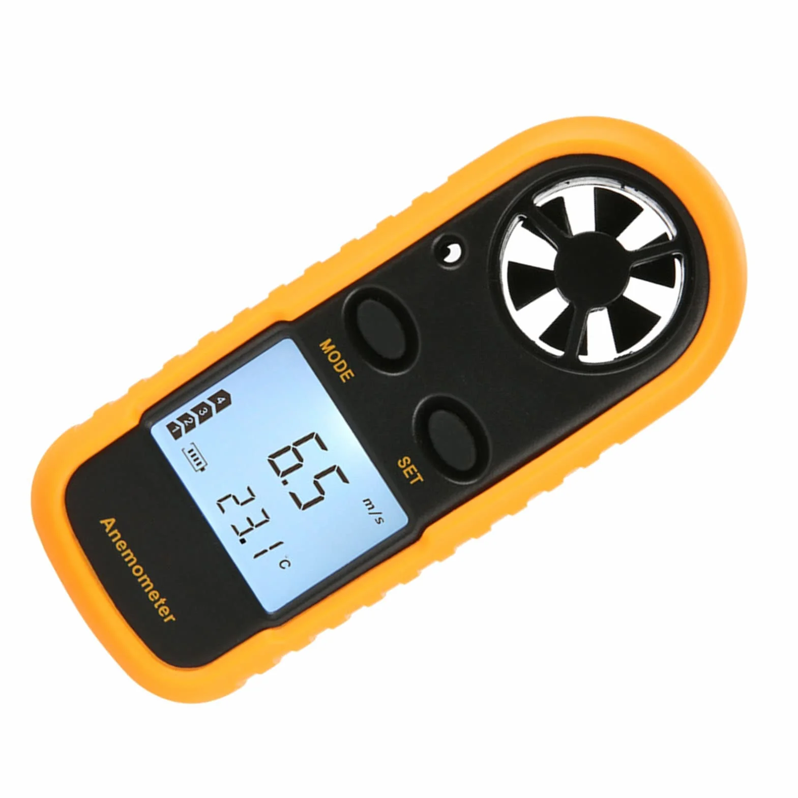 Anemómetro Digital Termómetro de Velocidad del Viento con Pantalla LCD, 5 Unidades, Interruptor Automático Manual