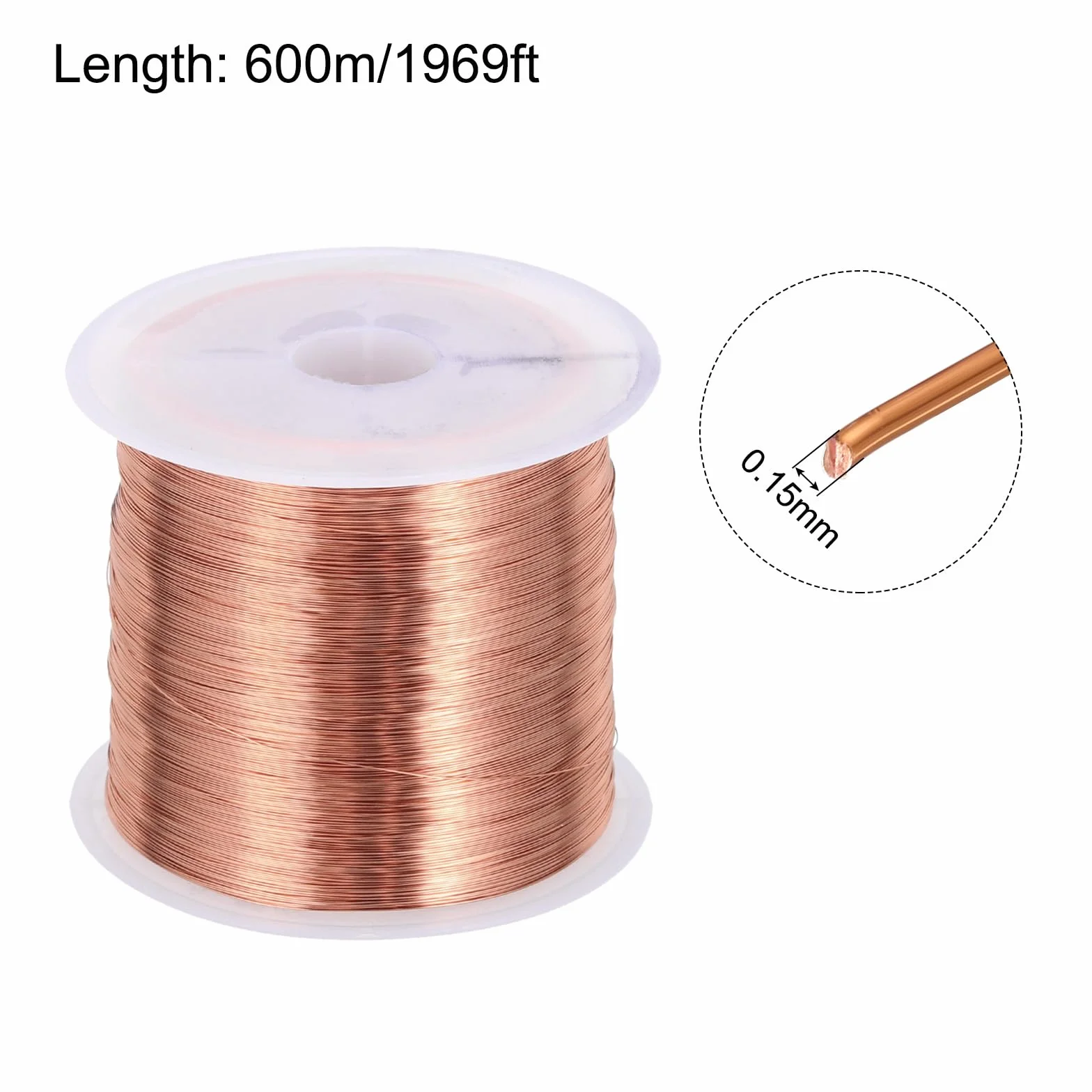 sourcing map Alambre magnético de cobre esmaltado 0,15 mm 100 g 155C para transformadores inductores