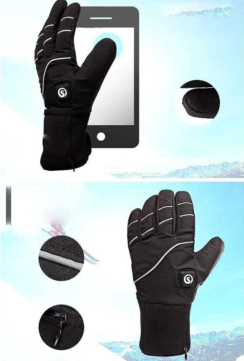 SBTXHJWCGLD Guantes térmicos Guantes térmicos eléctricos Guantes térmicos Guantes térmicos Unisex Guantes térmicos eléctricos con Pantalla táctil Guantes operados por batería 7.4V 2200mAh con