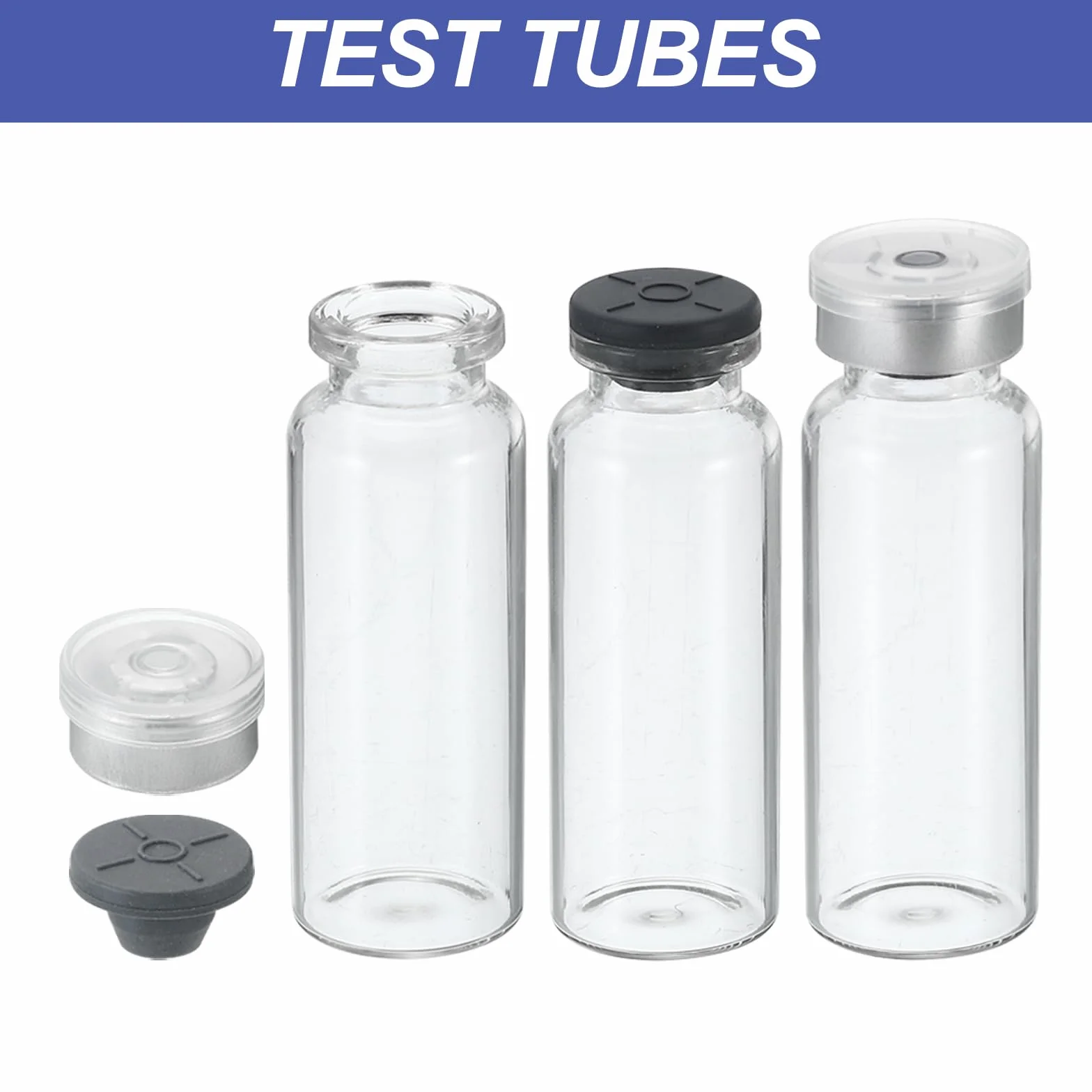 PATIKIL Viales de Muestra 20ml, 8 Paquete, Viales de Vidrio Borosilicato con Tapón de Goma Butilo y Tapas Engarzadas, Transparente