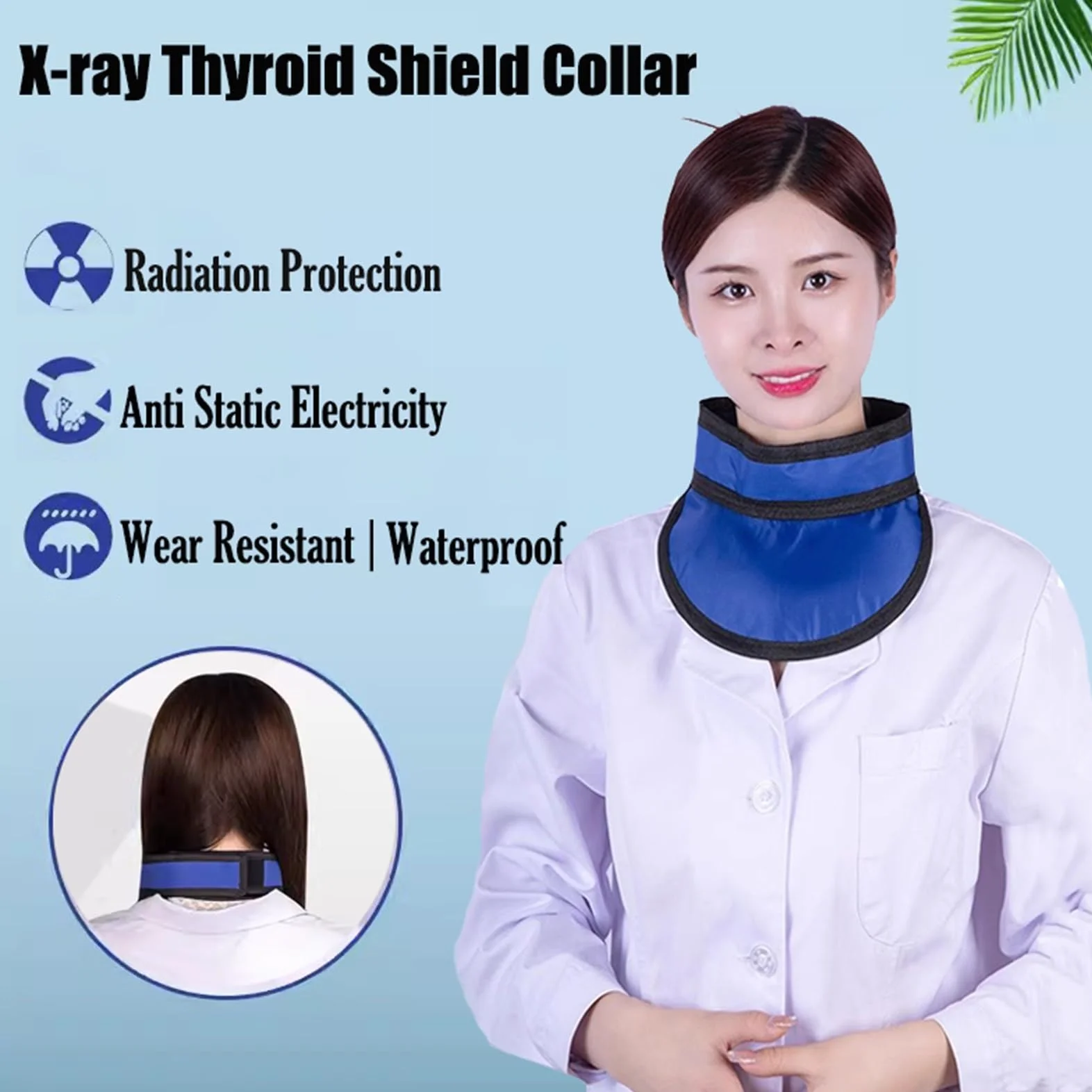 Delantal de Plomo Collarín para Tiroides 0,5 mmpb Protector de Cuello Ajustable Antiestático Rayos X