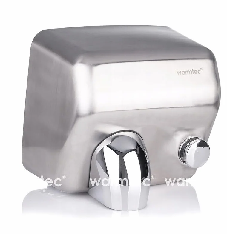 WARMTEC Secador de Manos Eléctrico 2500W Industrial Acero Inoxidable Antivandálico para Baños Públicos