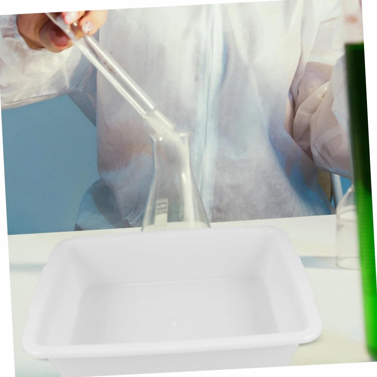GALPADA Bandejas de Laboratorio de Plástico Medio Profundidad 2 Piezas, Anti-derrame para Experimentos Químicos