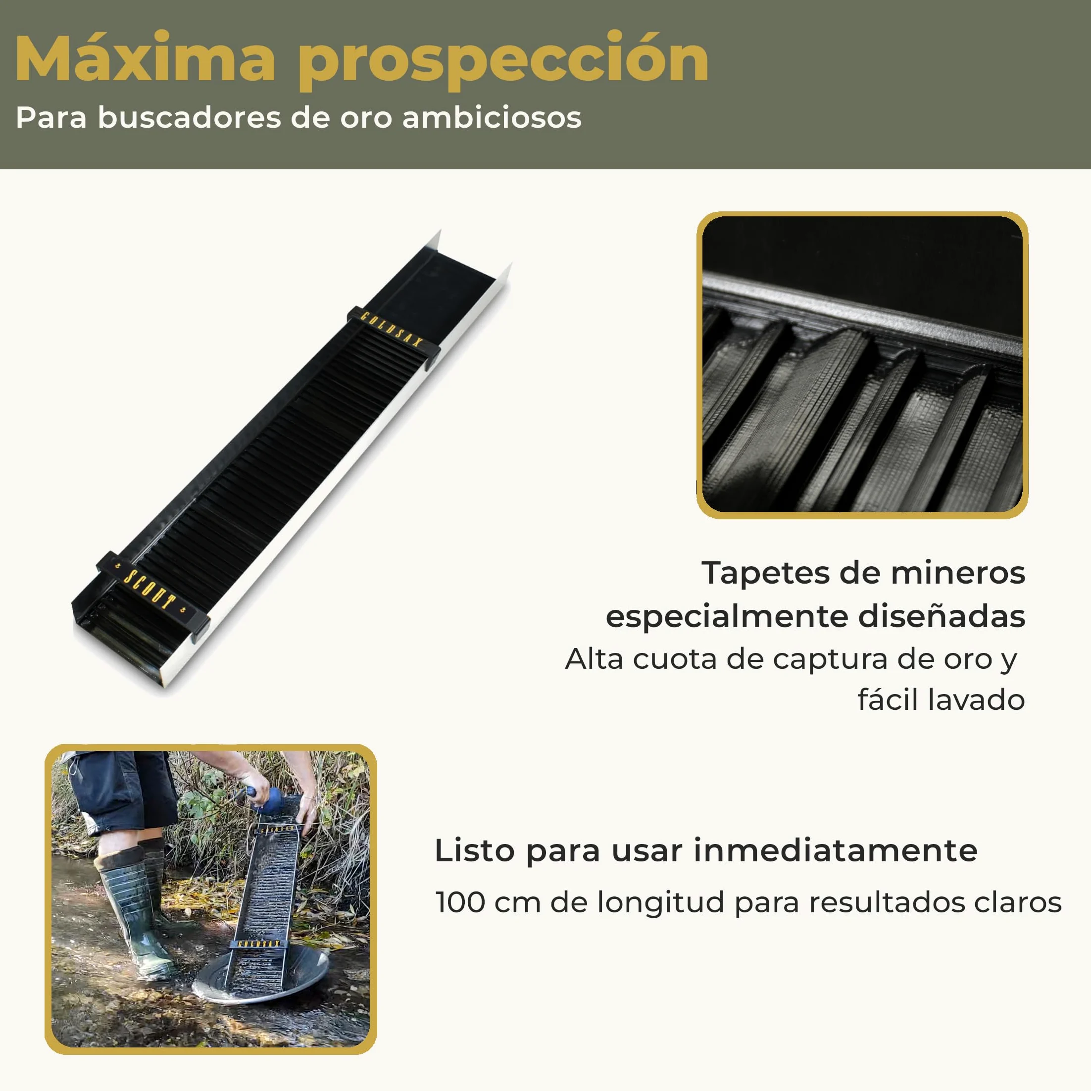 Hunter Gold Sluice Box, Canaleta para Lavado de Oro