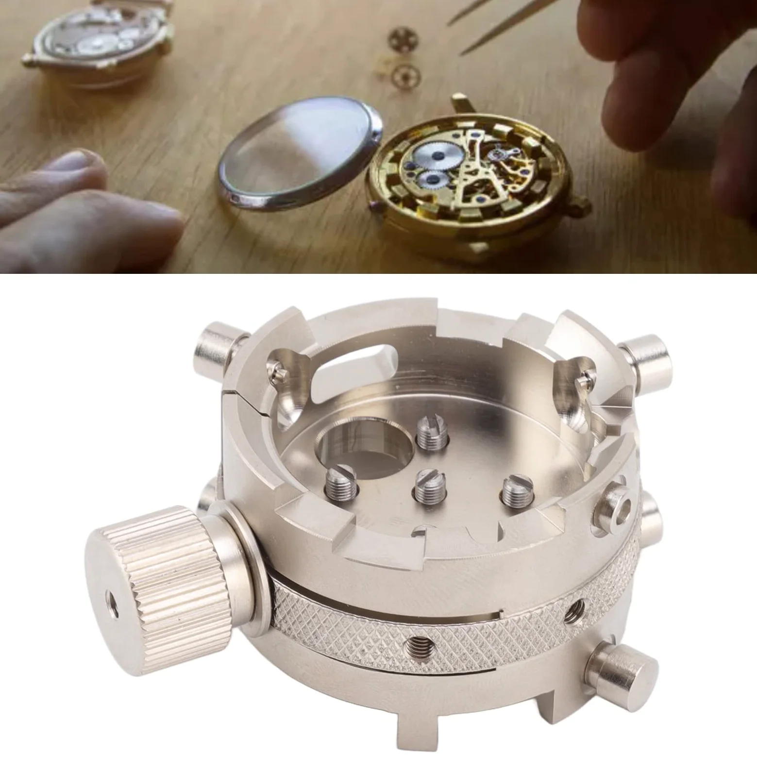 Base de movimiento de reloj, base de movimiento de reparación estable, herramienta de ajuste de fijación de acero inoxidable, soporte de movimiento de reloj de acero, herramienta de reparación de