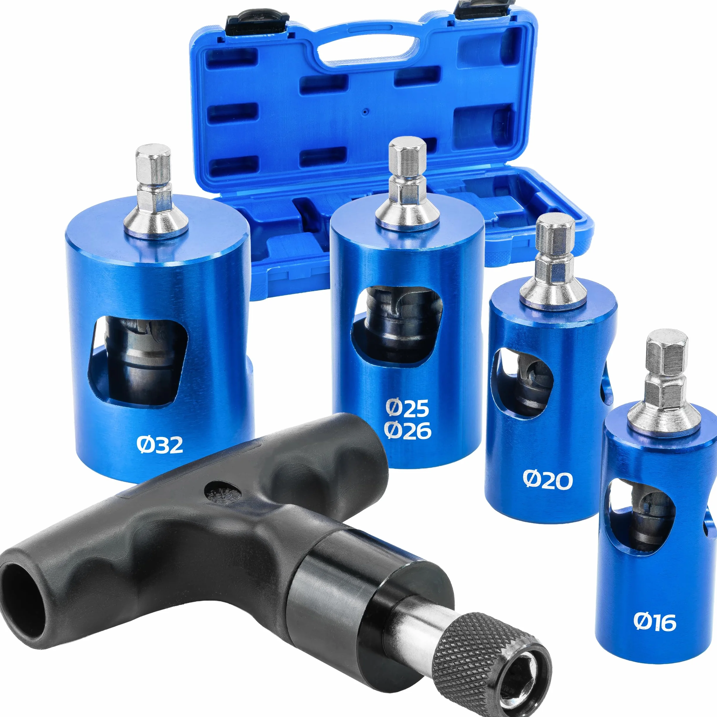 Kit Pro Escariador Abocardador Calibrador Multicapa Ø16-32 mm PEX PER para Taladro Maletín