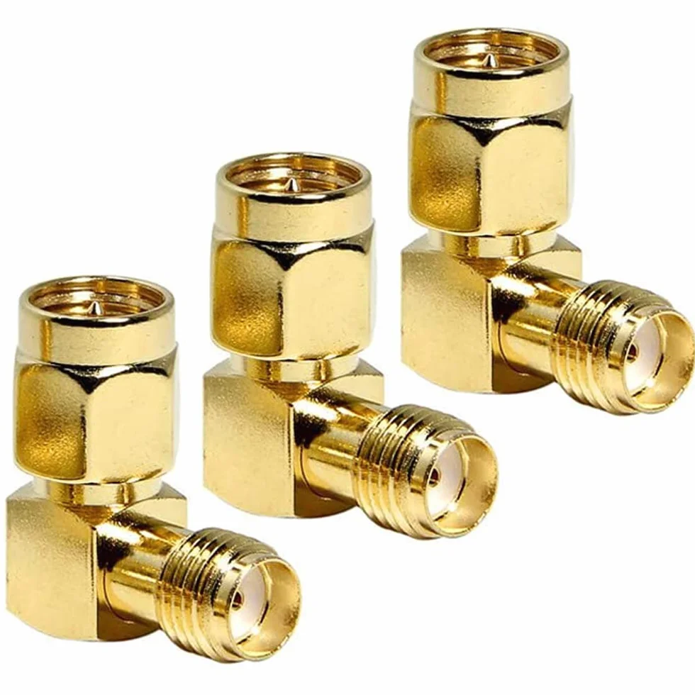 Adaptador SMA de 90 Grados, Conector Macho a Hembra de Ángulo Recto para Antena WiFi FPV Drone Router