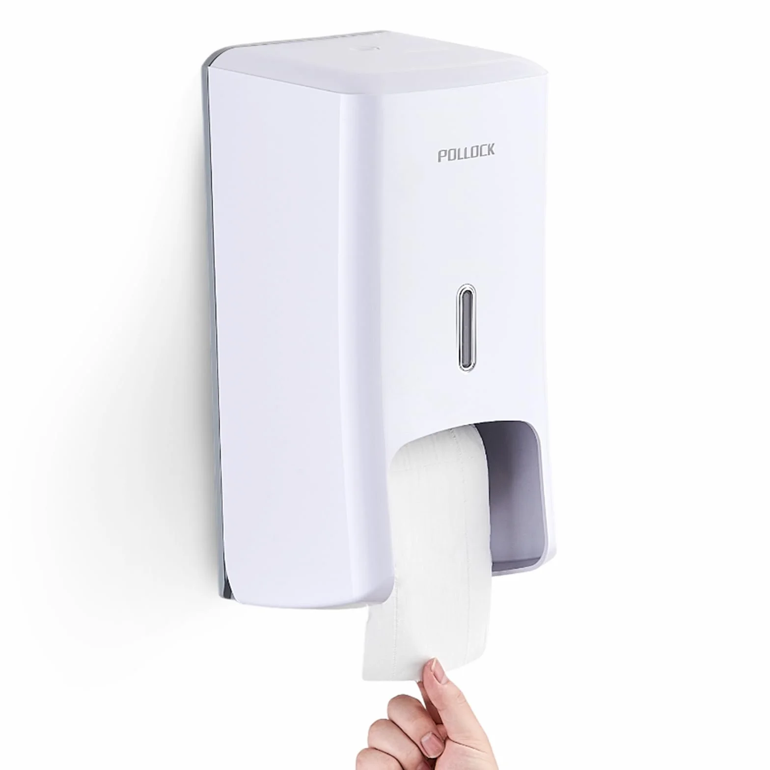 Pollock Dispensador de Doble Rollo de Papel Higiénico, Montaje en Pared, Gran Capacidad, Blanco