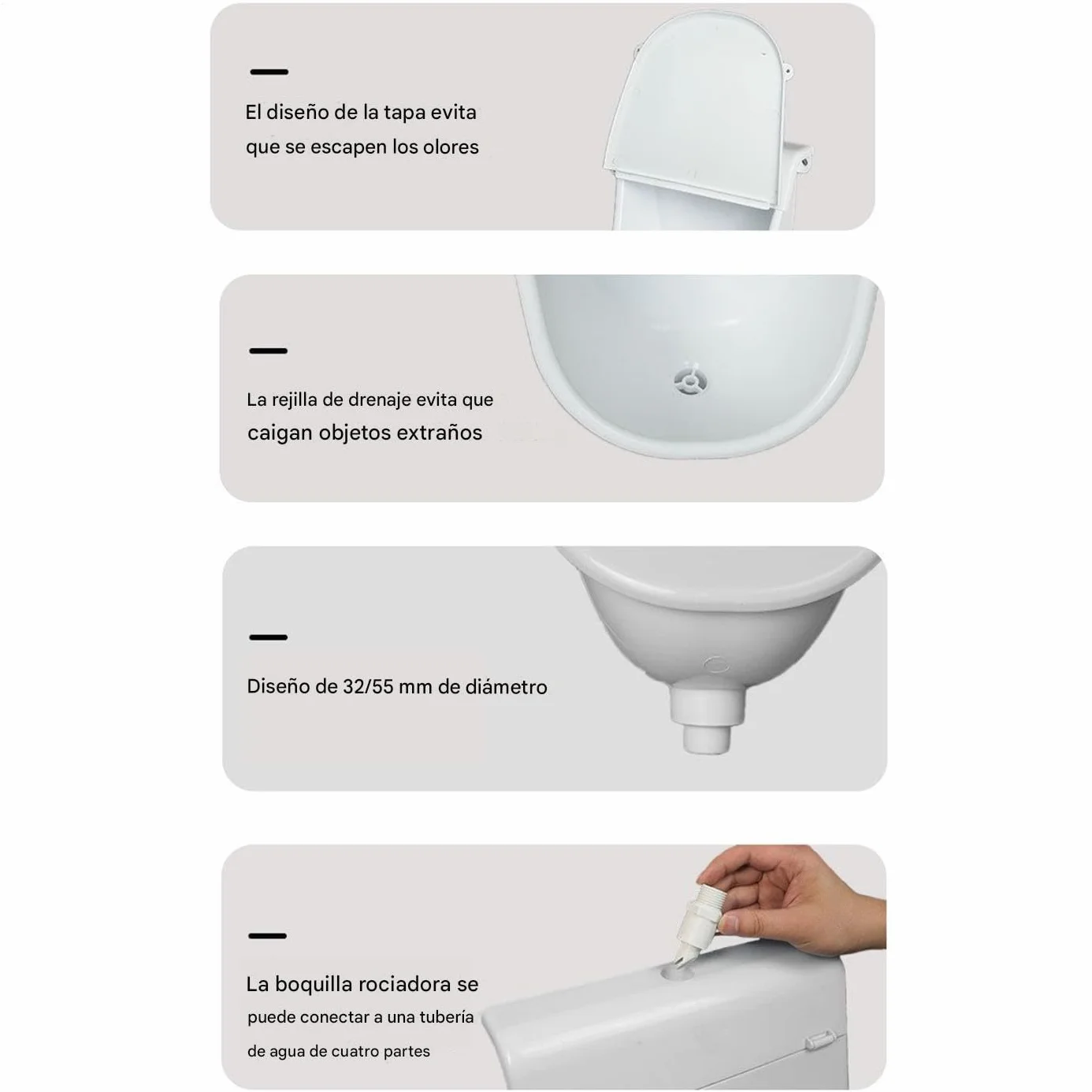 Urinario De Pared Con Tapa Para Baño Descarga Ajustable Manguera Hogar Jardín Exteriores