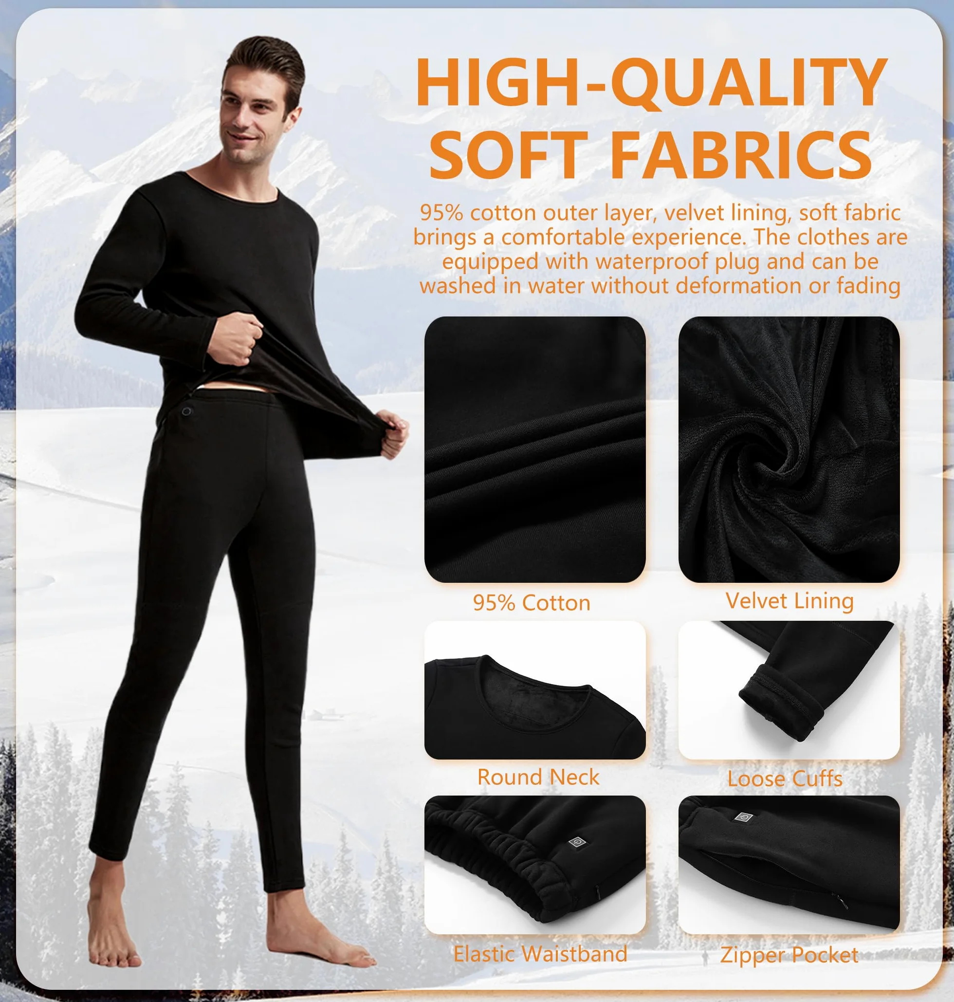 Conjunto de Ropa Interior térmica, Camiseta y pantalón térmicos eléctricos para Hombre, Ideales para la Caza en Motocicleta.