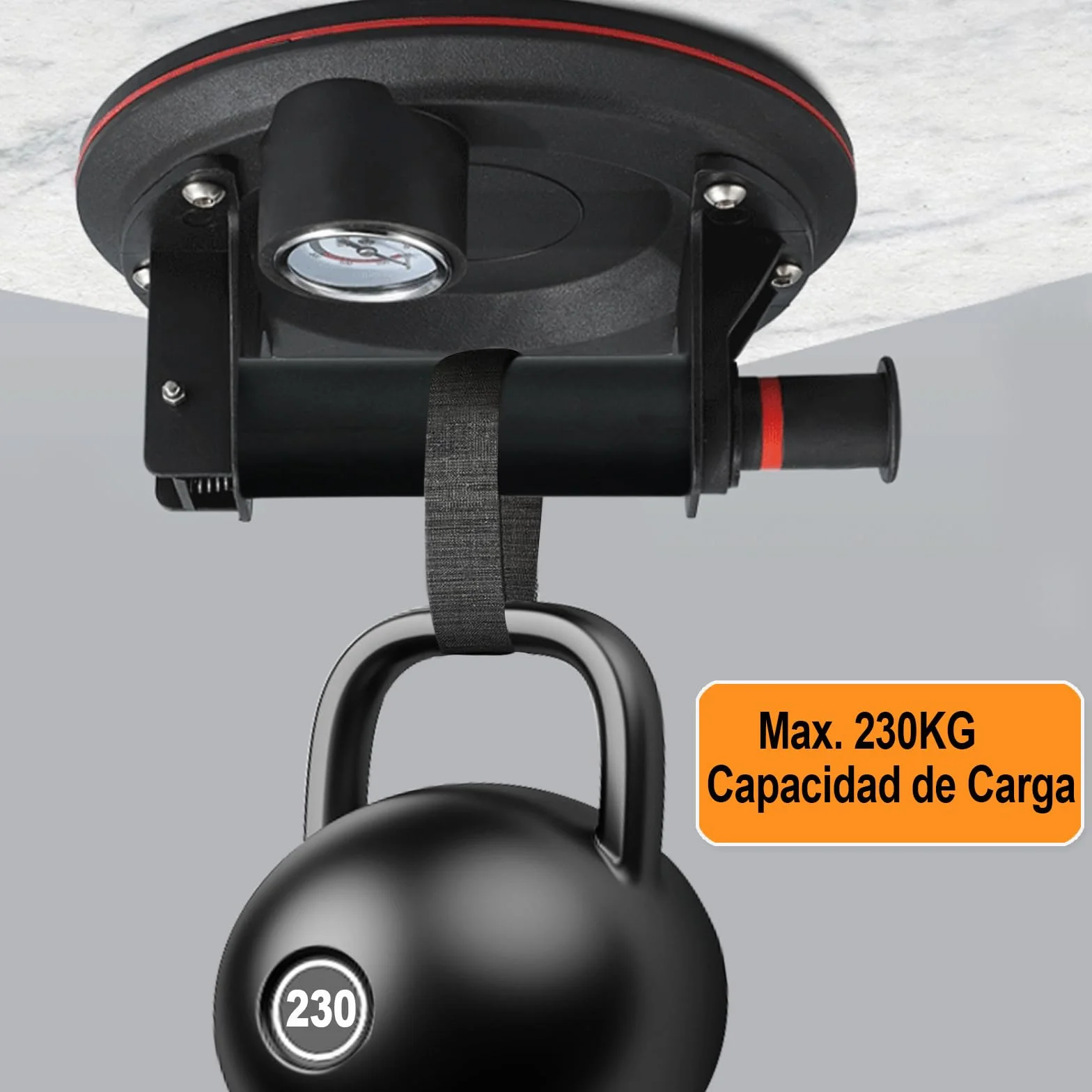 Juego de 2 ventosas de cristal con manómetro, elevador de azulejos, 230 kg, succión para azulejos, vidrio, laminado con caja