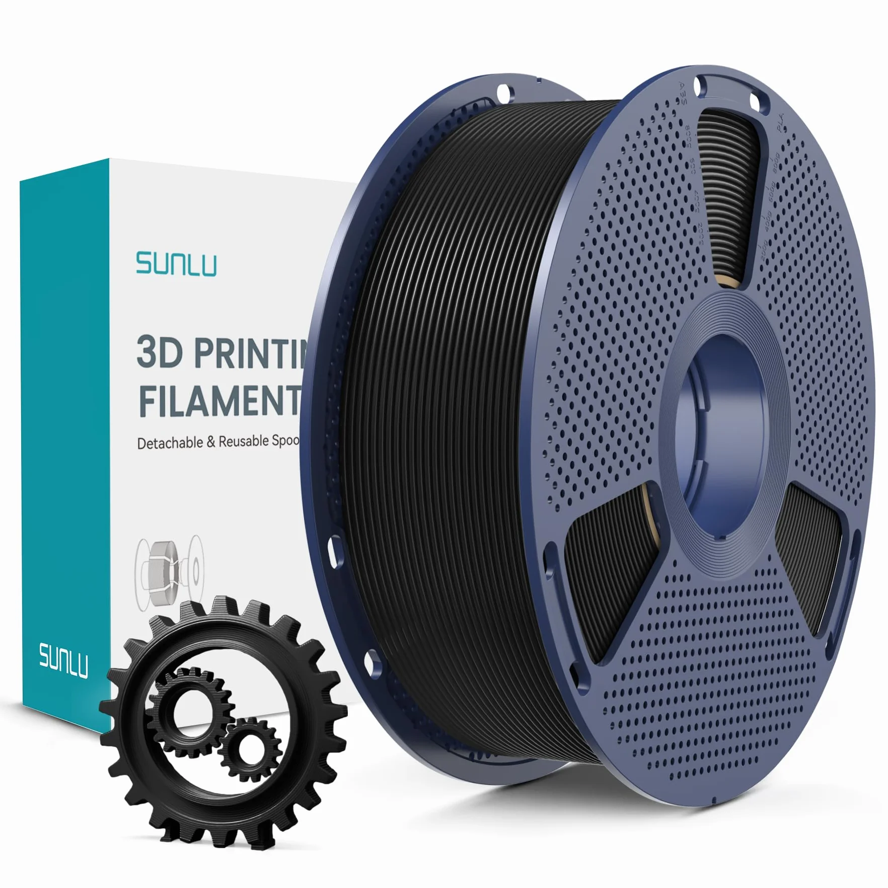 SUNLU PLA+ Filamento 1.75mm Negro 1KG para Impresoras 3D FDM