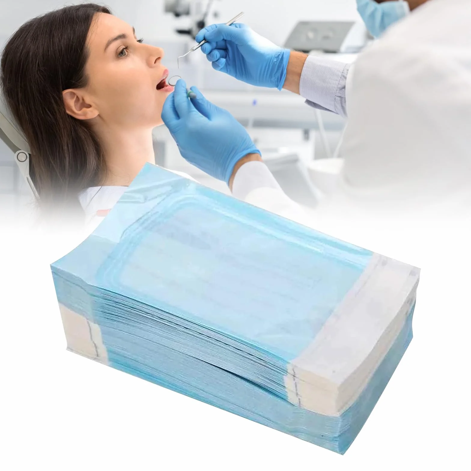 Bolsa de Esterilización Dental 100pcs 90x165mm Auto Sellado