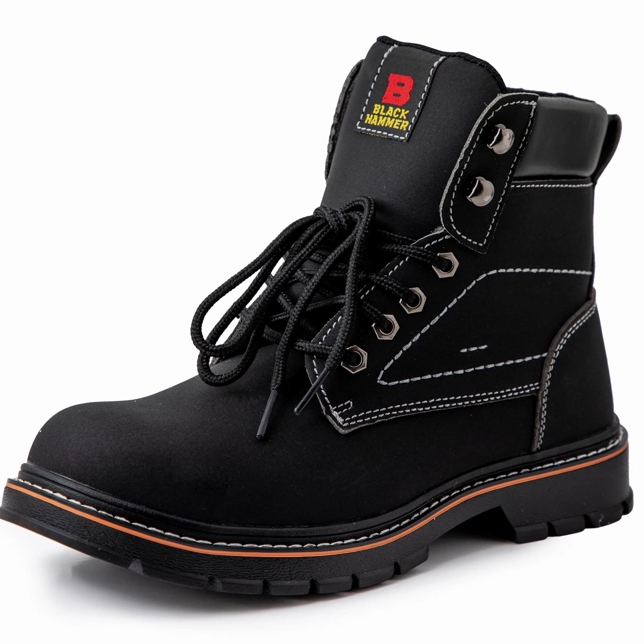 BLACK HAMMER Botas de trabajo de seguridad para hombre puntera y entresuela de acero, resistentes al agua, perfectas para almacenes y trabajos cotidianos, con suela de goma 2600 S3 SRC