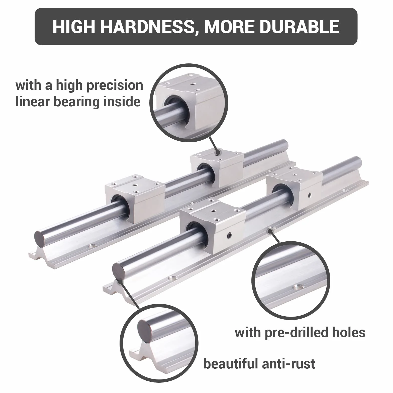 Riel lineal SBR12 400 mm guía lineal con 4 bloques SBR12UU inoxidable para impresora 3D