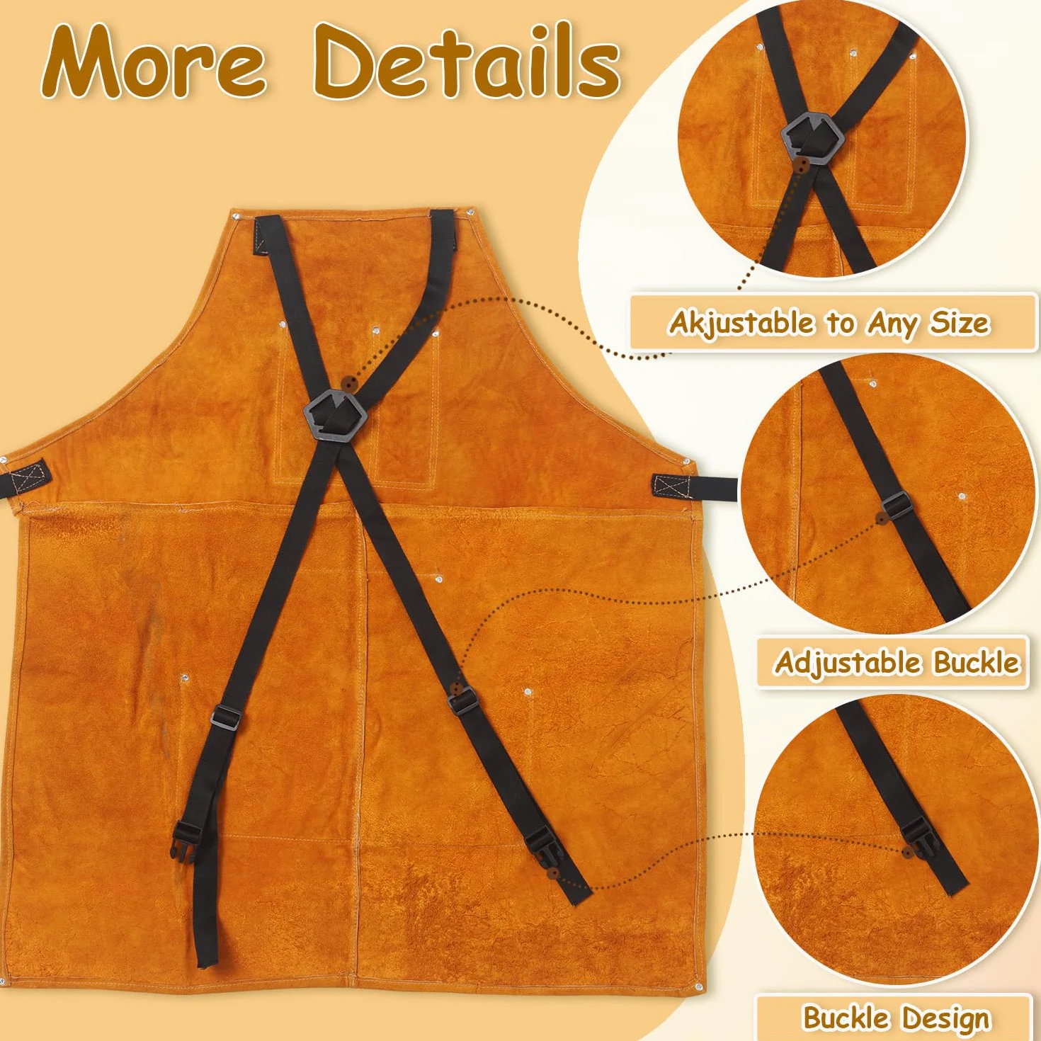 Urby Delantal de tamaño grande para trabajar la madera, delantal de lona encerada de 473 ml, se adapta a cintura W36+, XL, XXL o Plus. Ideal para carpintería, taller o tienda de madera.