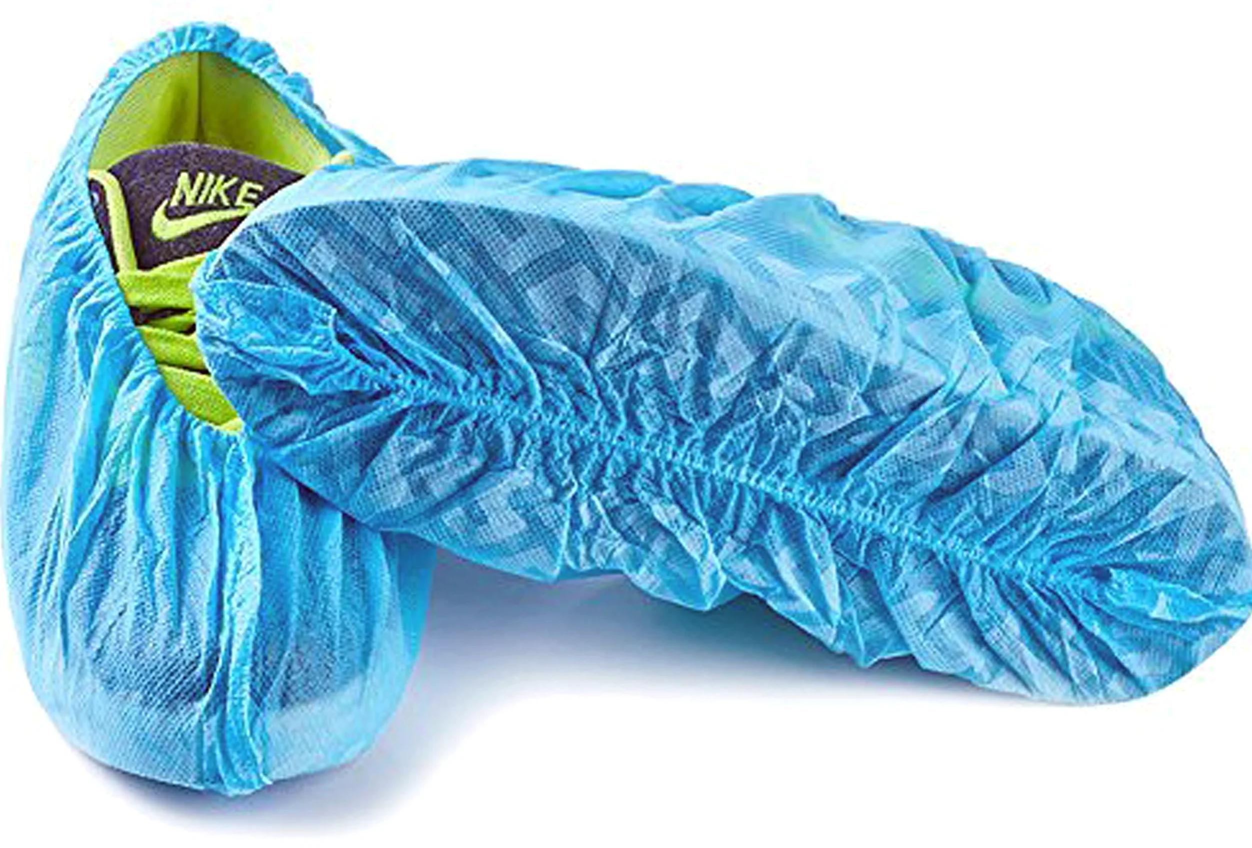 Paquete de 100 fundas desechables para botas y zapatos, duraderas, resistentes al agua, antideslizantes, no tóxicas, reciclables, azules, elásticas, se adaptan hasta la talla 11 de hombre de EE. UU.