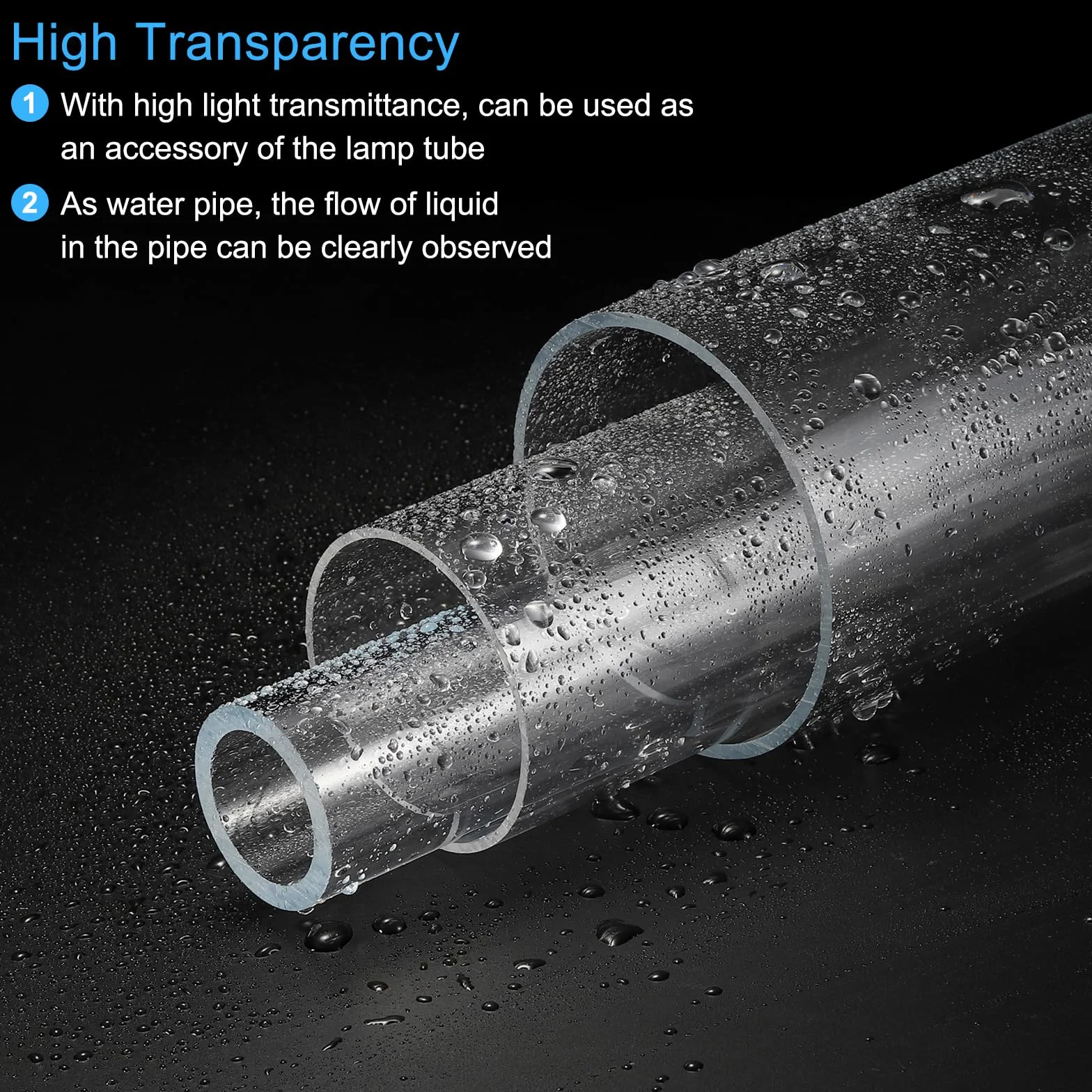 Tubo acrílico redondo transparente 17 mm DI 21 mm DE 350 mm para lámparas