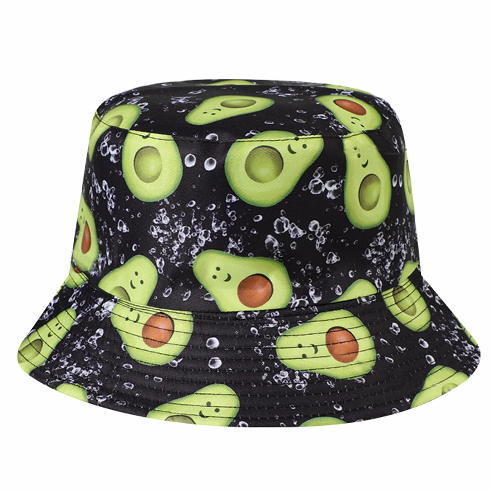 Mujer Sombrero de Pescador Reversible Algodón Bucket Hat, Protección UV Frutas Impresión Vacaciones Sombrero de Sol Ligera Gorra de Pesca, Plegable Verano Gorros de Playa para Viaje Fiesta