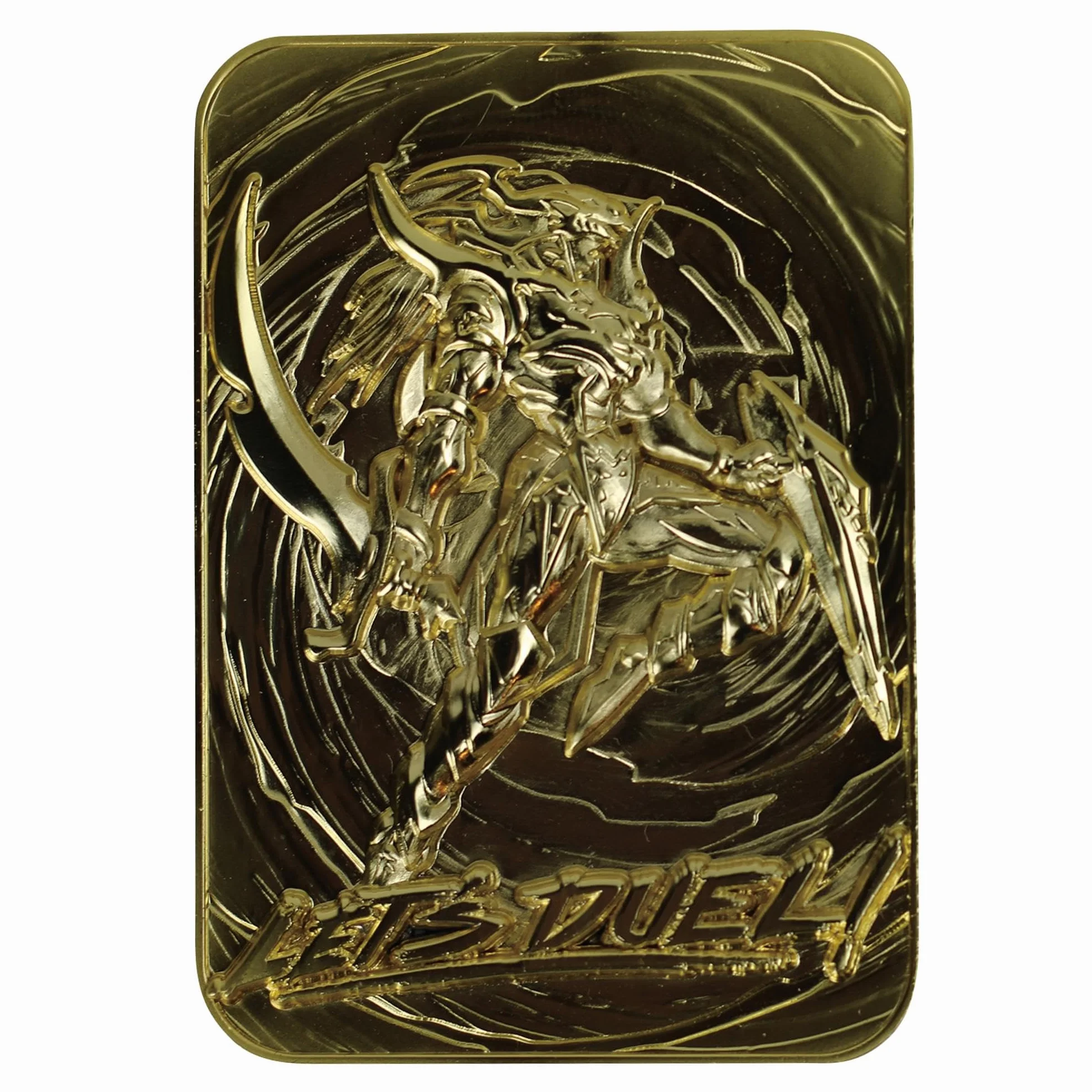 Yu-Gi-Oh! - Tarjeta de Metal chapada en Oro de 24 Quilates con diseño de Soldado Negro Brillante