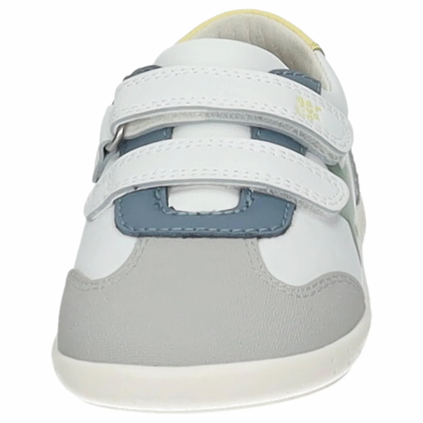 GARVALÍN 262320-C863 Calzado Respetuoso Barefoot Infantil con Doble Cinta Textil Adhesiva, Puntera Ancha y Suela Flexible Blanca Azul Gris NIÑO Deportivos