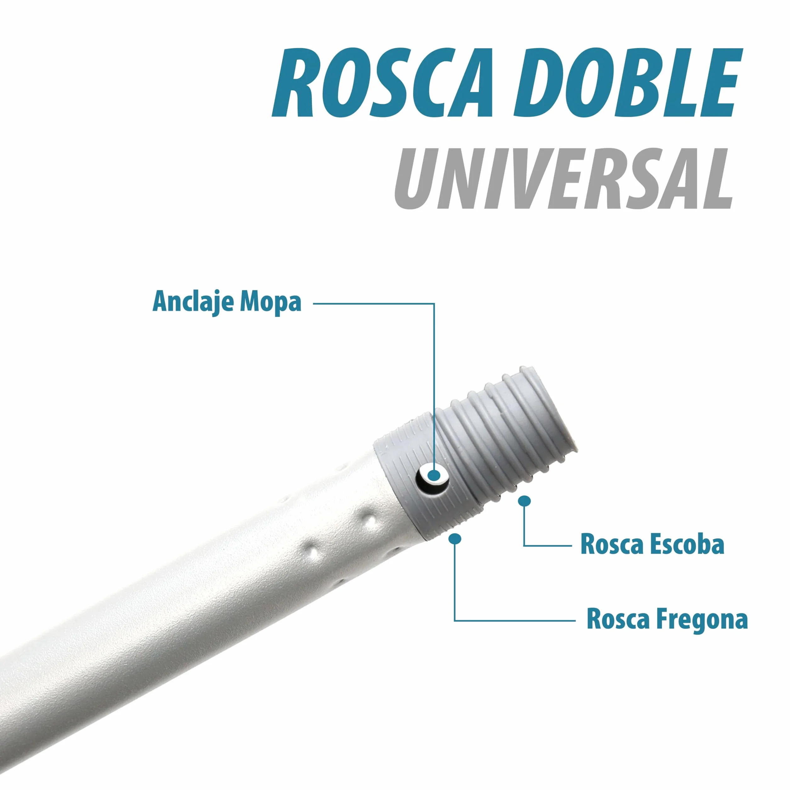 Maya Palo de Fregona y Escoba Extensible PP 85-150 cm Mango con Anclaje para Mopa Repuesto Telescópico Limpieza Rosca Universal Maneta Rotatoria