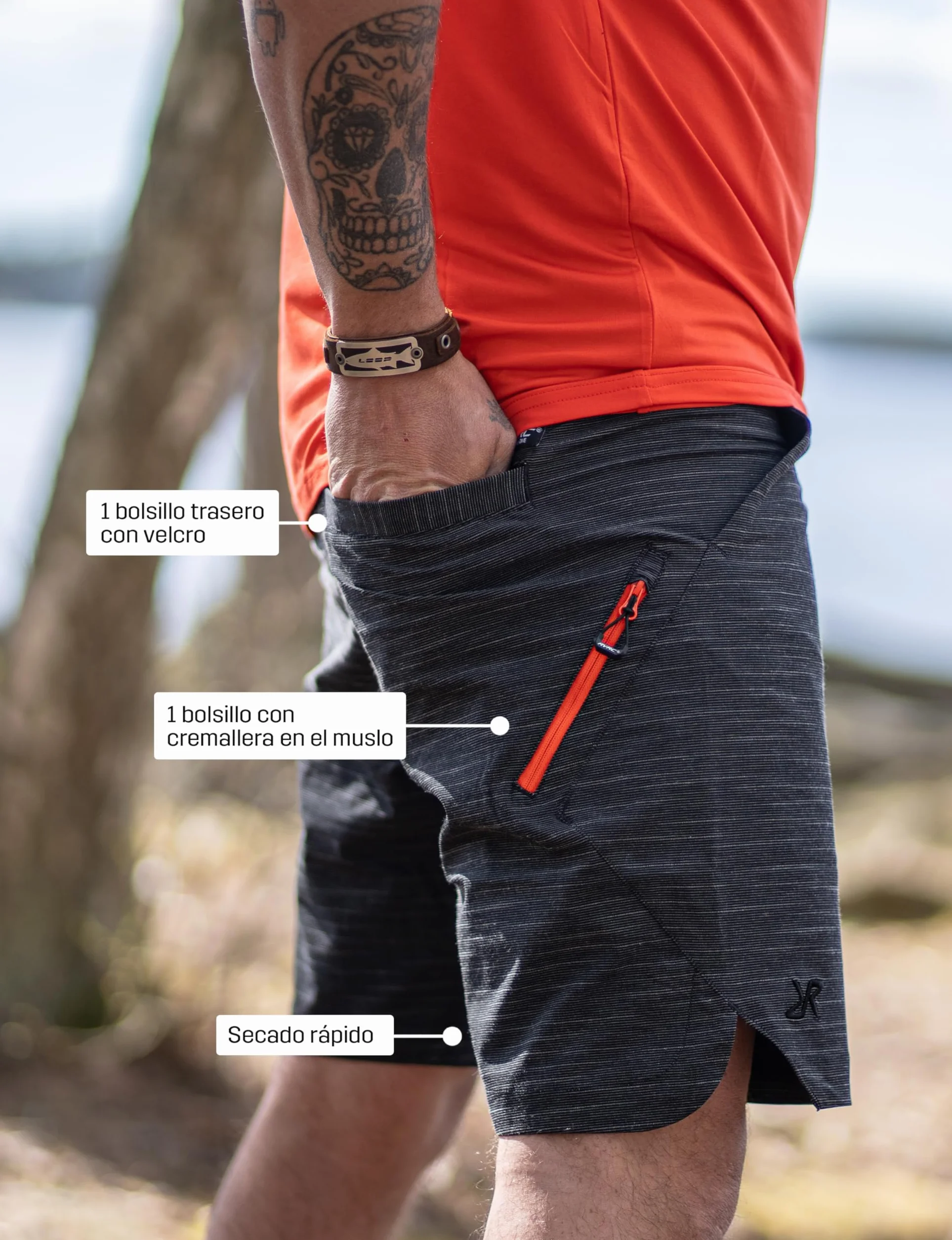 RevolutionRace Hike & Dive Shorts para Hombre, Pantalones Cortos Híbridos de Senderismo