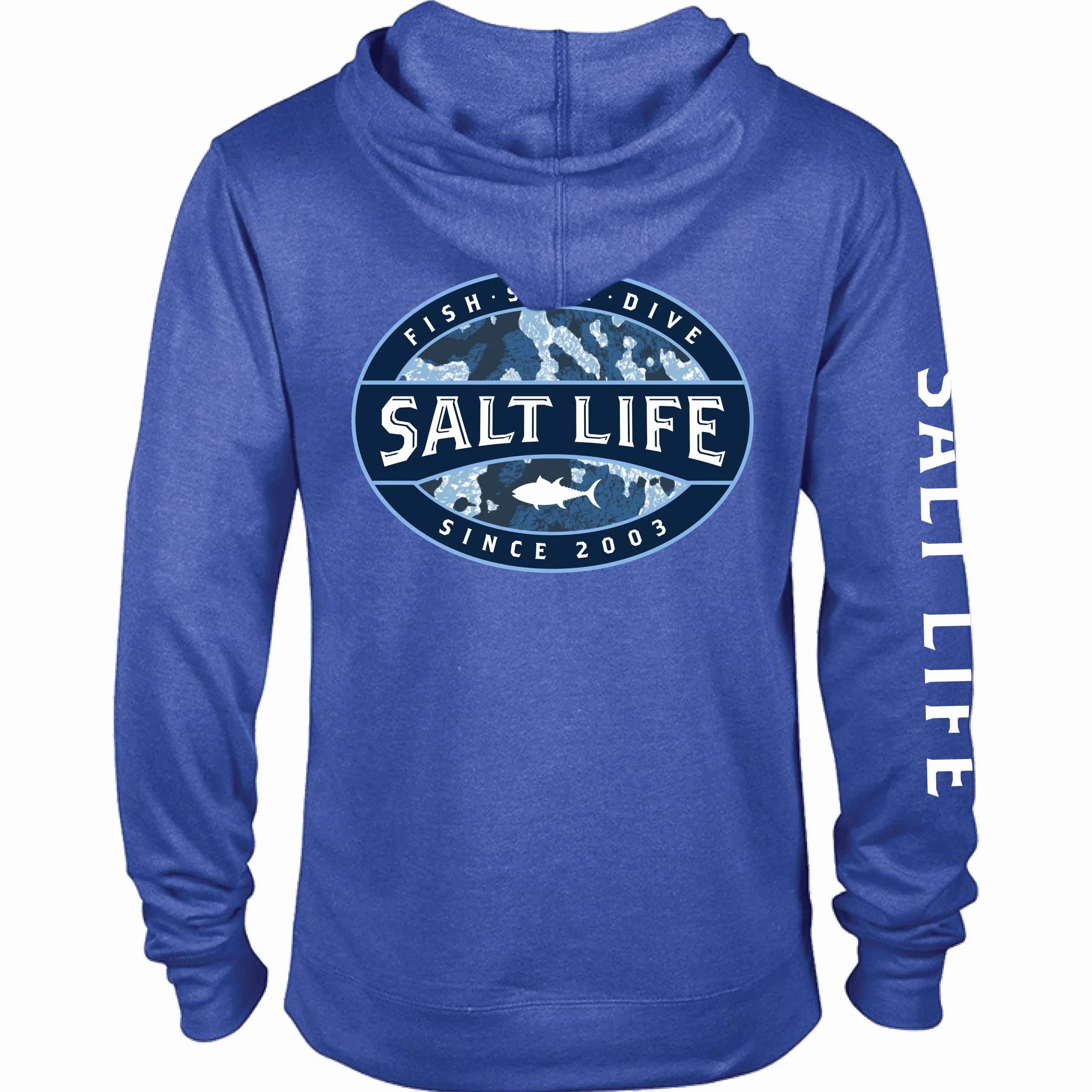 Salt Life Atlas Badge de Manga Larga, Sudadera con Capucha de Ajuste Clásico Hombre