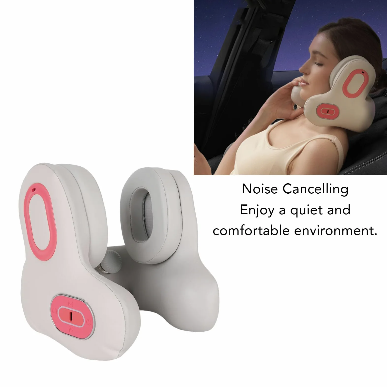 Almohada de Cuello para Viajar, Almohada de Cuello de Viaje con Calefacción para Coche de Avión