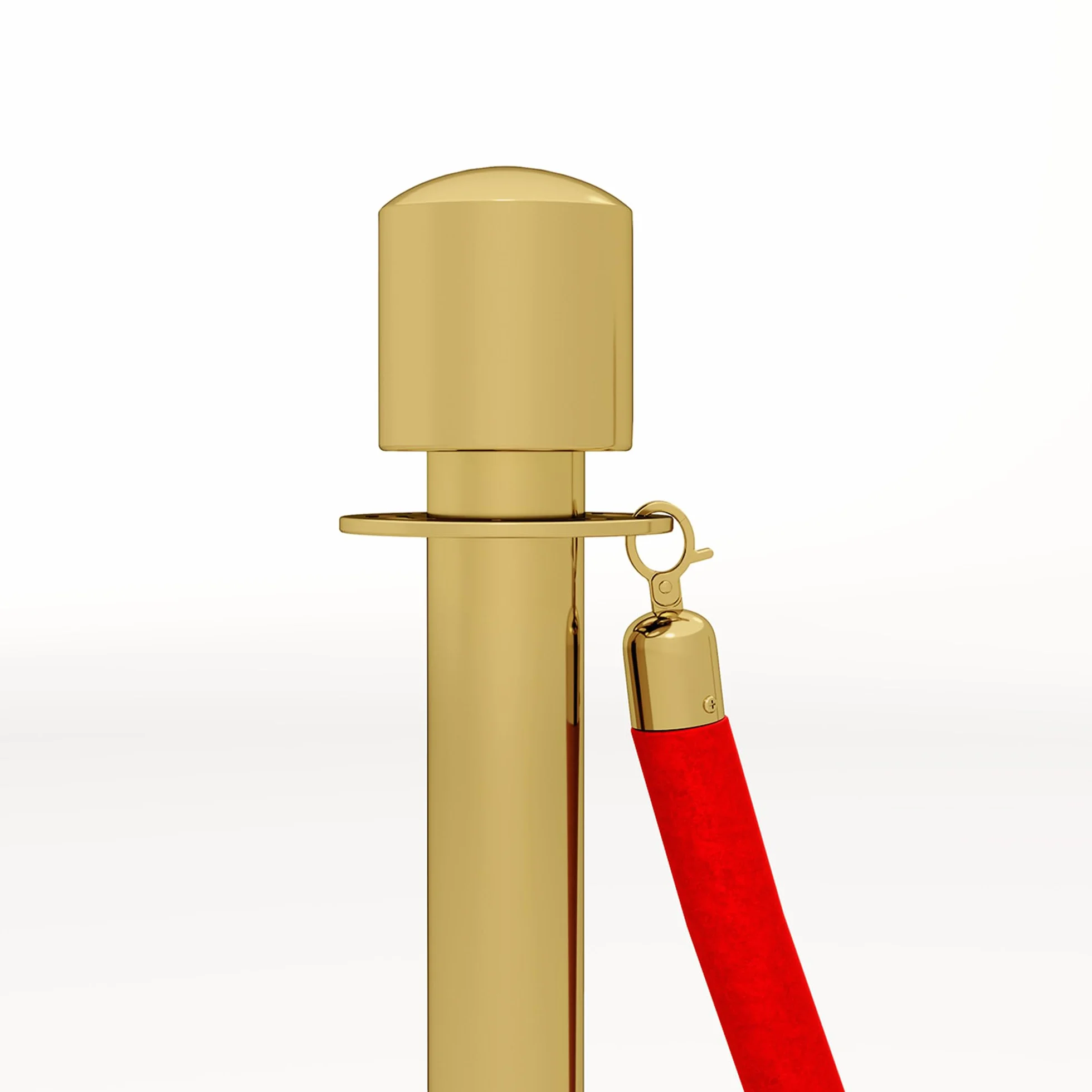 HOMCOM Juego de 2 Postes Separadores de Acero Inoxidable, Barreras de Seguridad con Cuerda de Terciopelo Roja 1,5 m y Base Rellenable de Agua, Dorado
