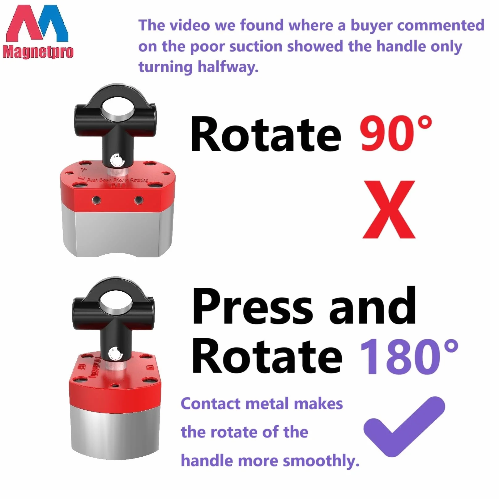 Magnetpro Imán de interruptor multiusos 100 kg fuerza extracción ON/OFF para elevación mecanizado soldadura
