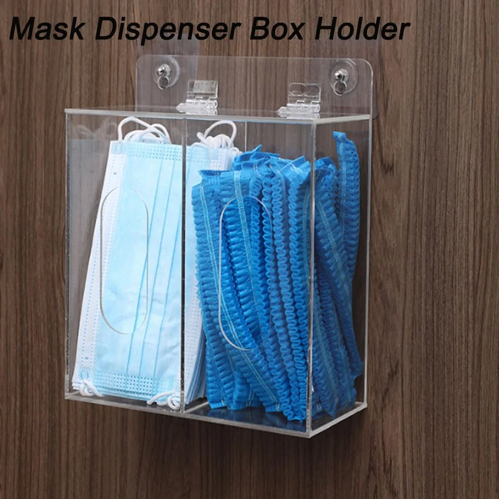 SagaSave Dispensador de máscaras faciales acrílicas desechables contenedor almacenamiento guantes