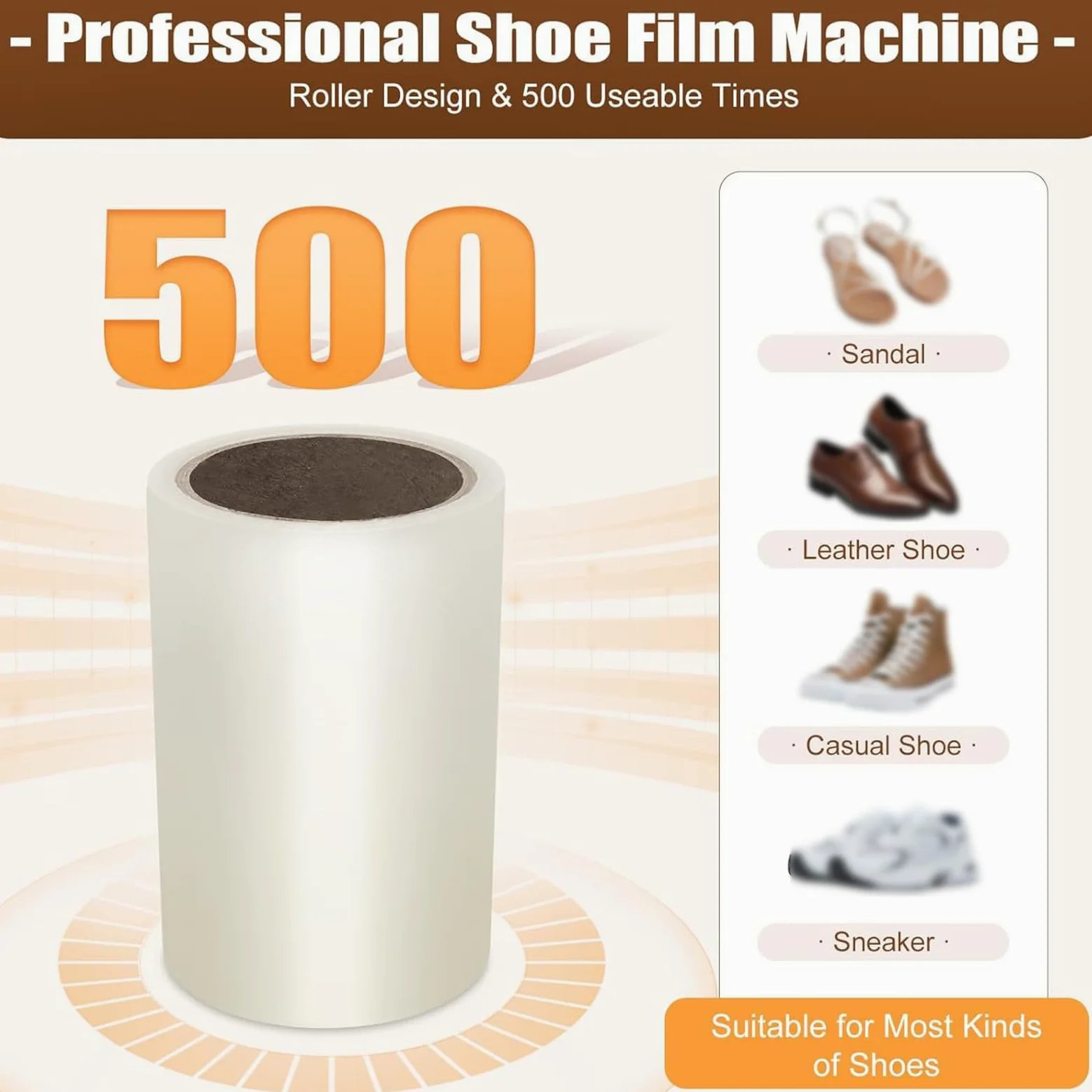 Dispensador automático de fundas para zapatos, 1 rollo de película de polietileno, protector de suelo antideslizante manos libres para el hogar, oficina, clínica