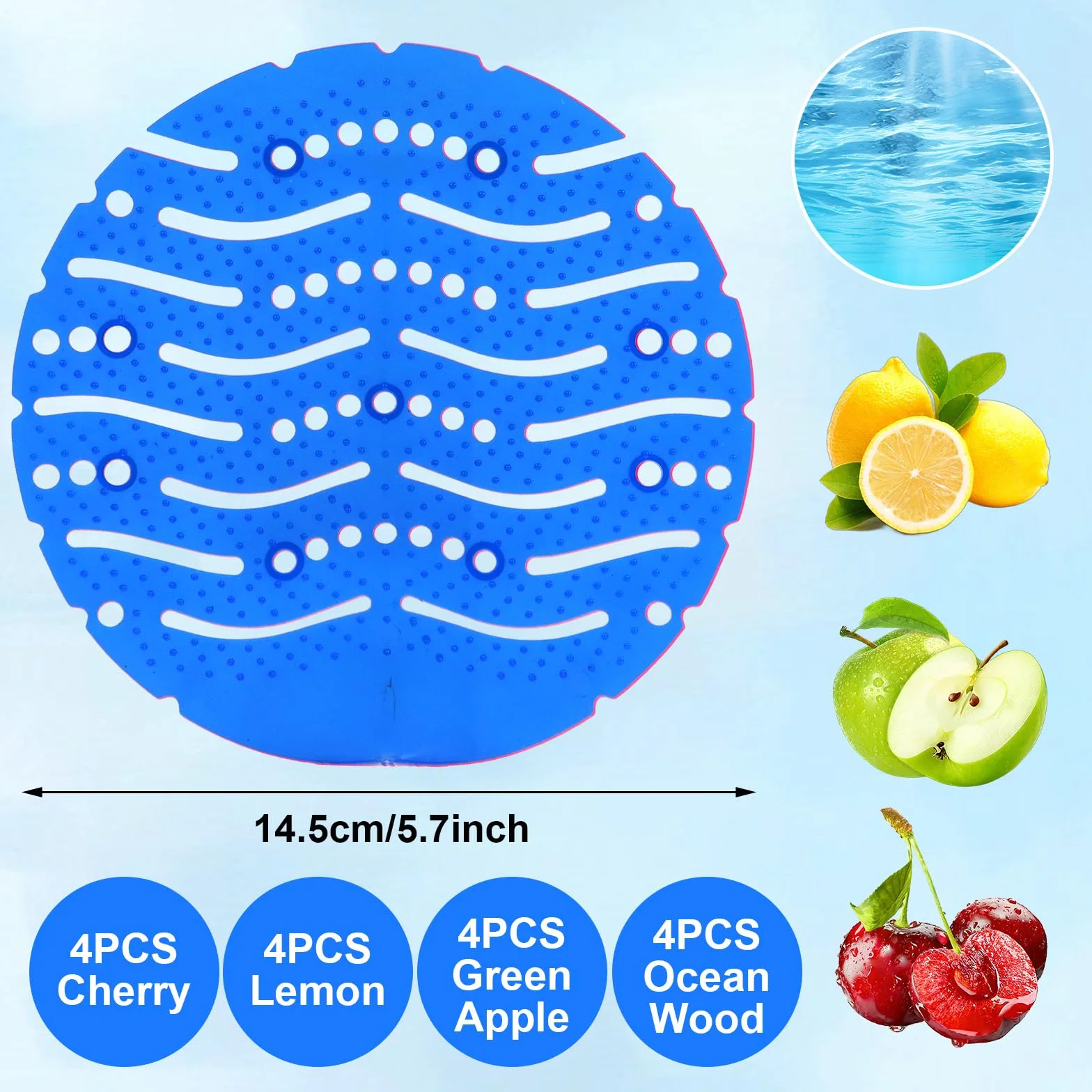 Rejillas Urinario con Fragancia 16 Piezas, Filtro Anti Olor y Anti Salpicaduras, Desodorante WC Universal PVC