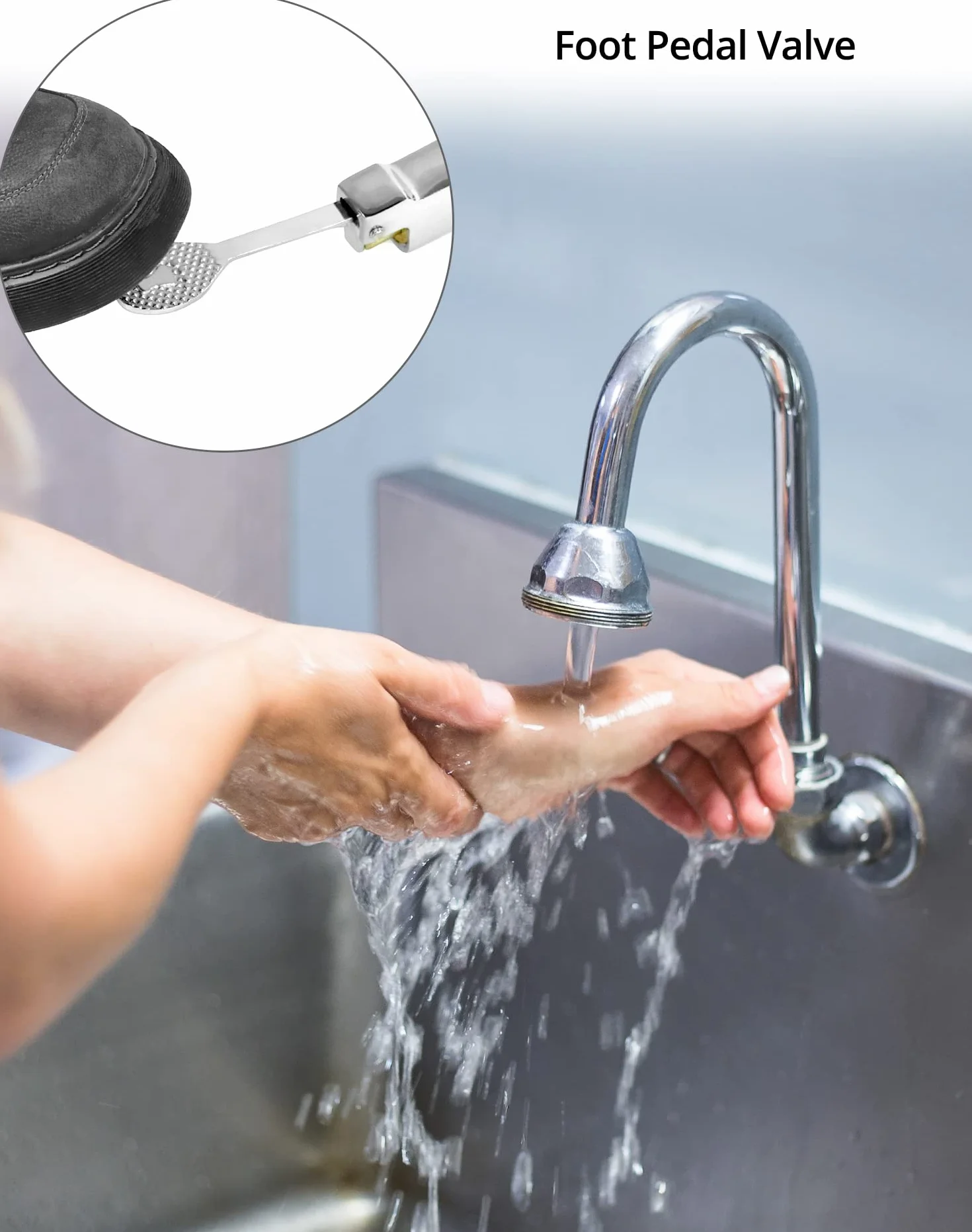 QWORK Válvula de Pedal en Piso, Válvula de Agua Cromada para Cocina y Baño