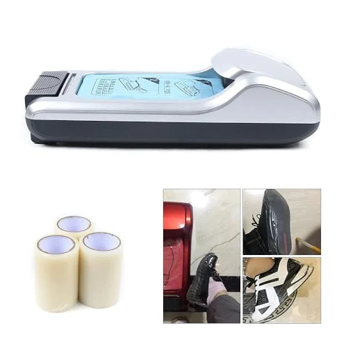 Dispensador automático de Fundas para Zapatos/Dispensador portátil de Film Protector para Calzado: para la protección de Suelos en hogares, oficinas, (Gold)