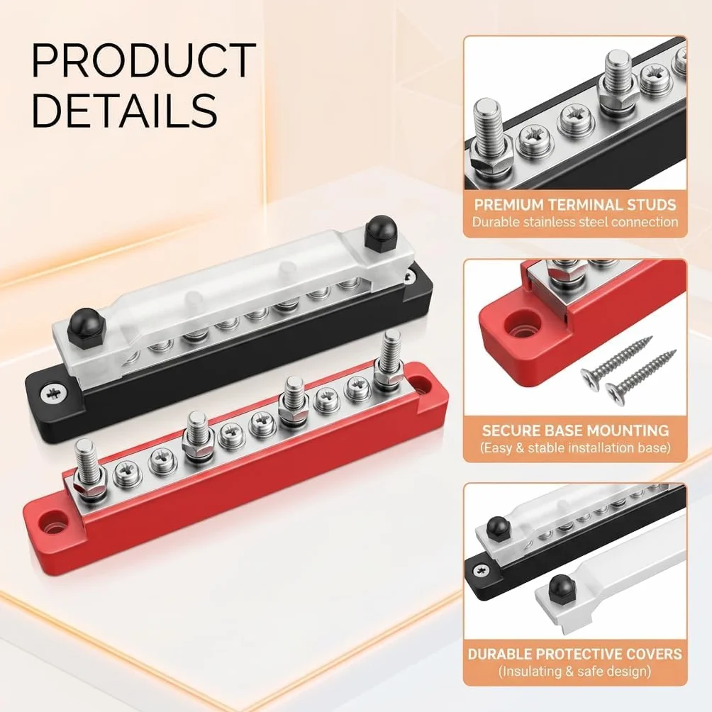 Busbar 12V-48V 150A Bloque de Distribución de Alta Corriente para Coche Barco Caravana