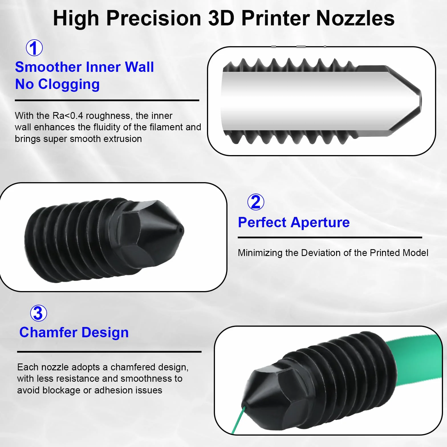 IdeaFormer 5 boquillas de acero endurecido 0,4 mm para laboratorio de bambú A1/A1 Mini