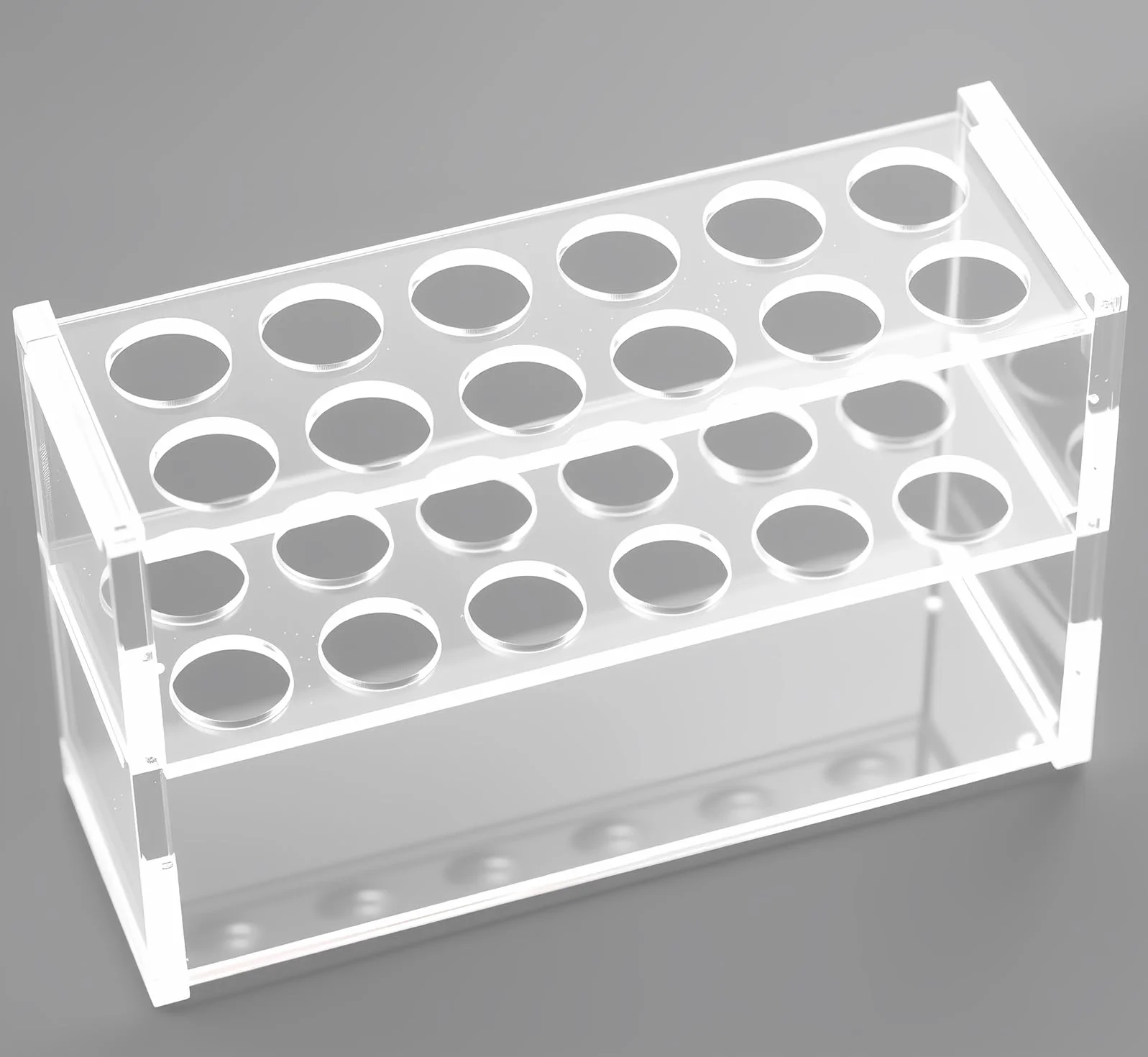 Zócalos de acrílico transparente para tubos de ensayo de 10 ml - 12 unidades