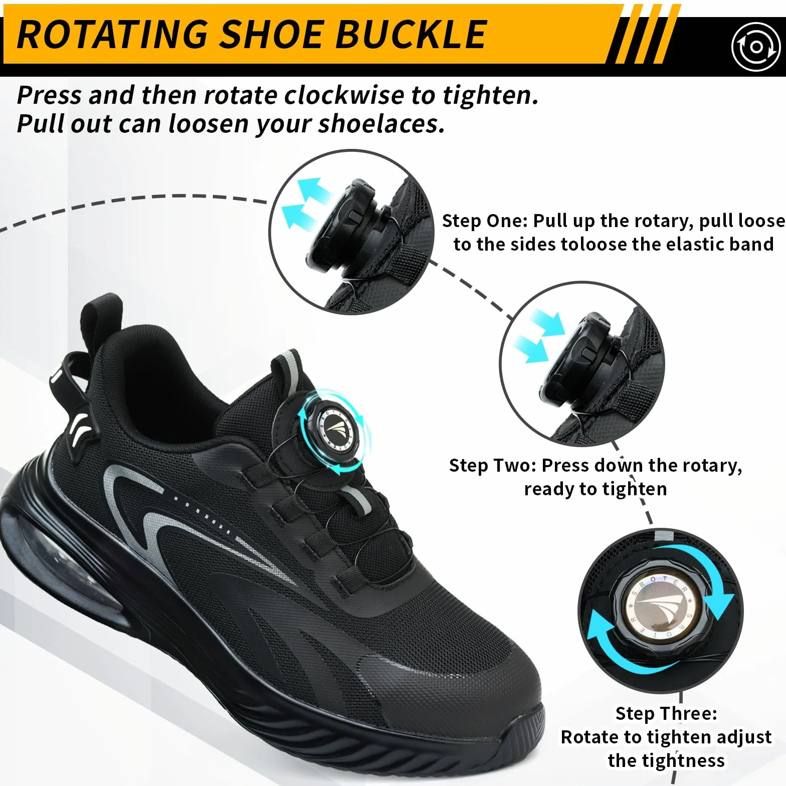 AEKYIWL Zapatos de Seguridad para Hombre Mujer Calzado de Seguridad Comodo Zapatillas de Trabajo con Punta de Acero Cordón con Hebilla giratoria