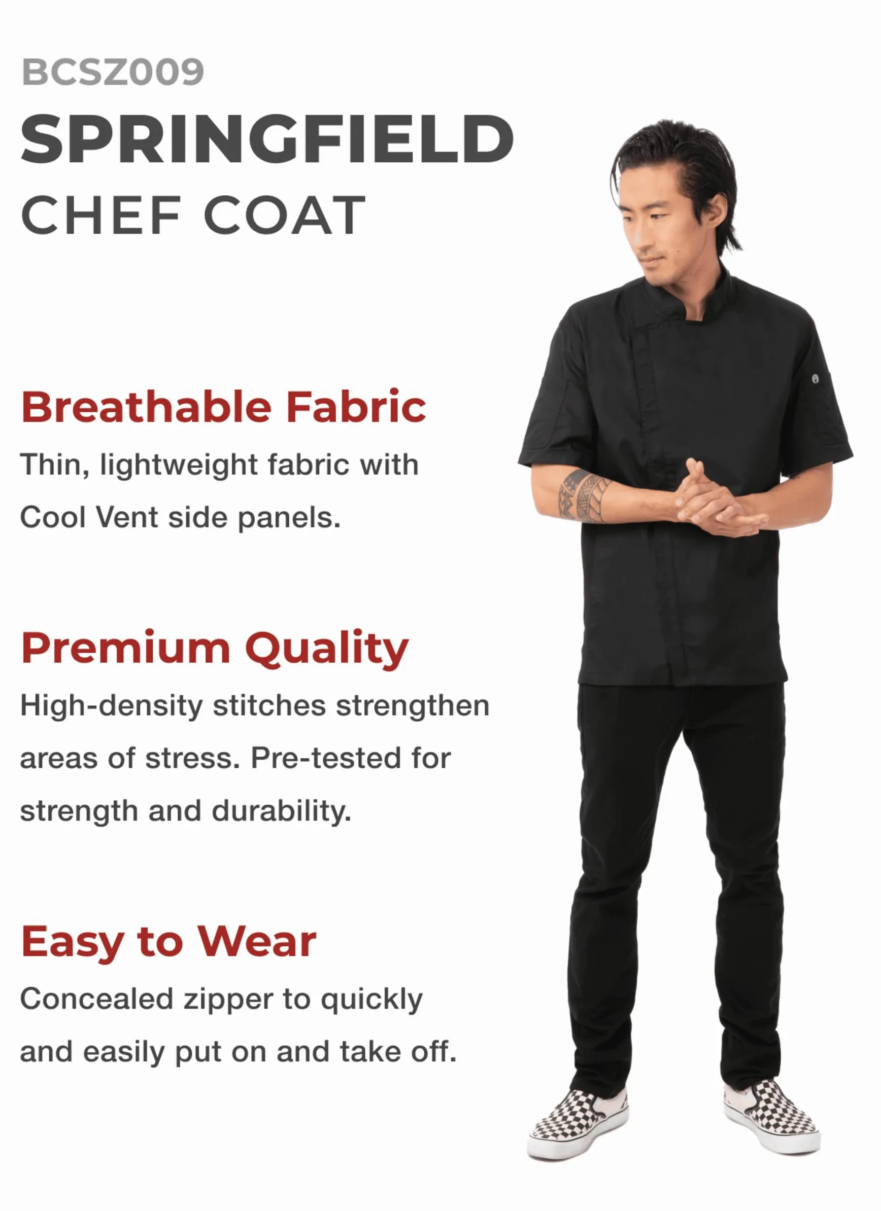 Chef Works Springfield Chaqueta de Chef Hombre Pack de 1