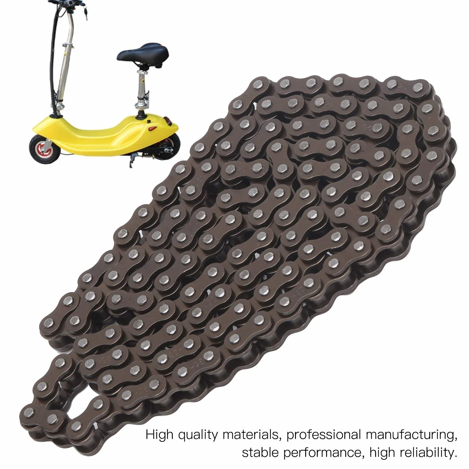 Cadena de Acero para Scooter 25H 124 Eslabones Transmisión Eléctrica Resistente Antioxidante