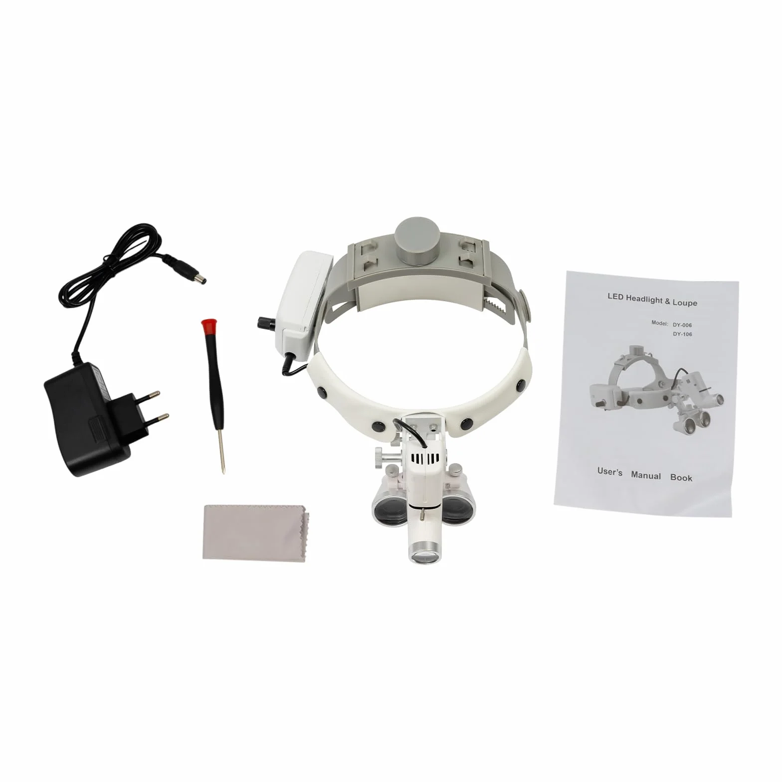 Lupa dentista binocular 3.5x 420mm con luz quirúrgica médica