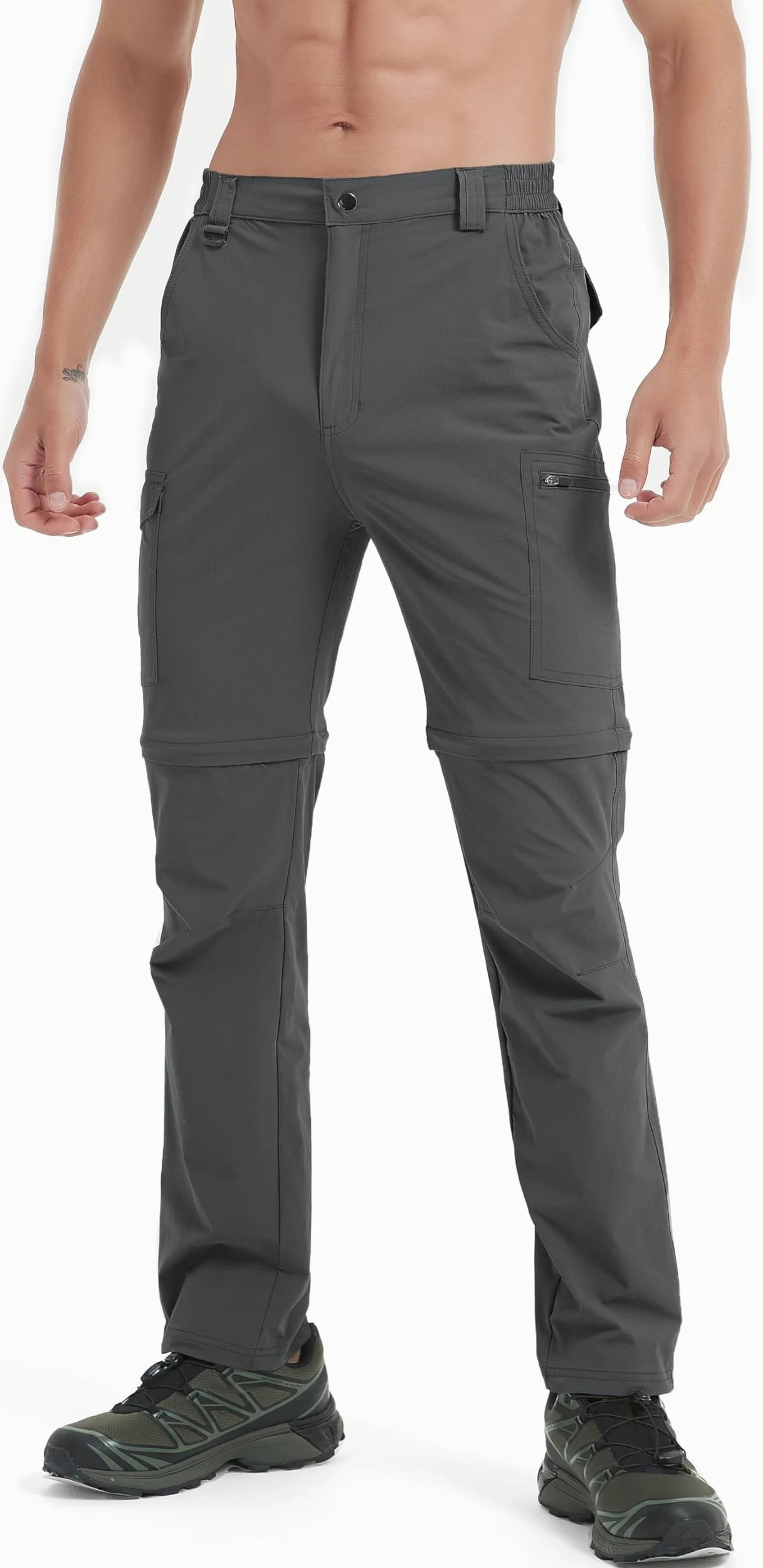 Pantalones de senderismo para hombre, convertibles, ligeros, impermeables, de secado rápido, para exteriores, pesca, viajes, safari, camping