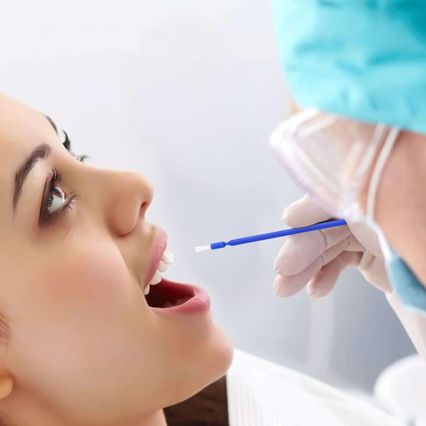 Cepillos aplicadores dentales desechables 200 uds para blanqueamiento azul y blanco