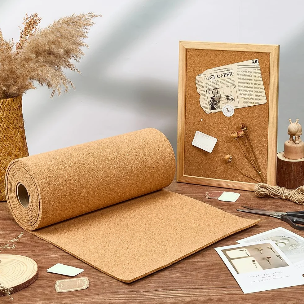 OLYCRAFT Rollo de corcho natural 3 m x 30 cm x 4 mm, tablero de anuncios, manualidades, decoración oficina
