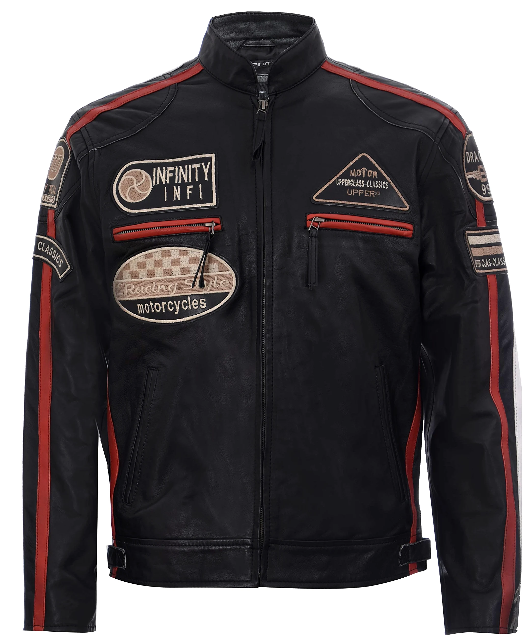 Infinity Leather Chaqueta Motera de Hombre Real Racing de Piel Napa